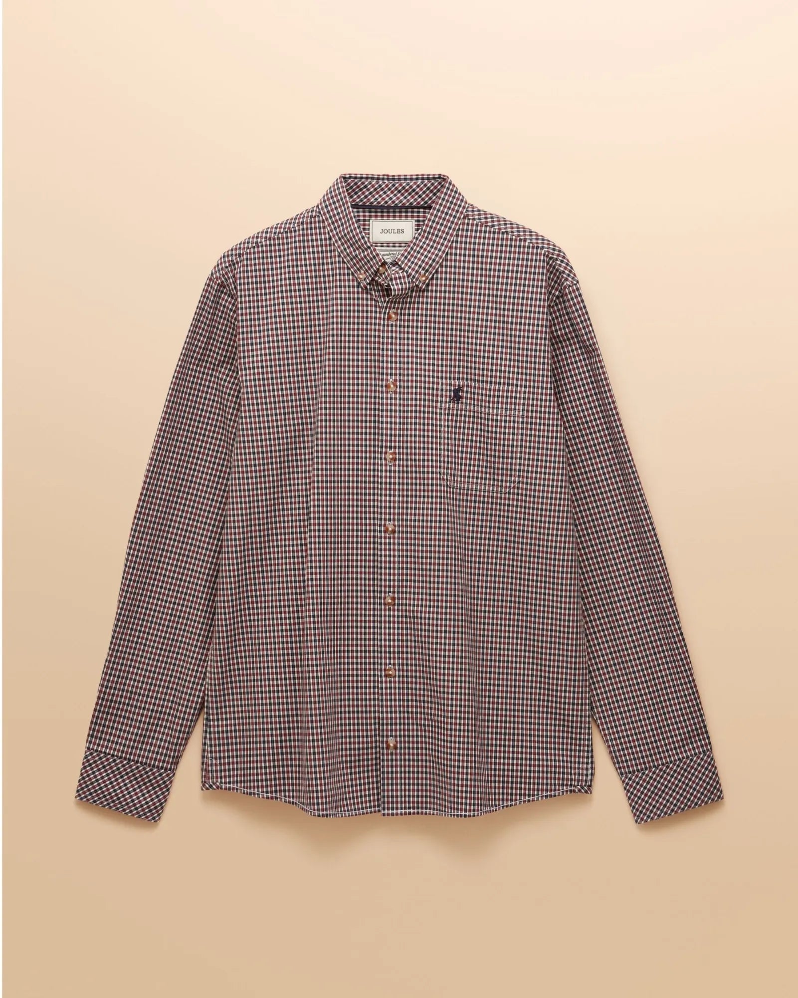 Classic Poplin Check Shirt - Burgundy Red