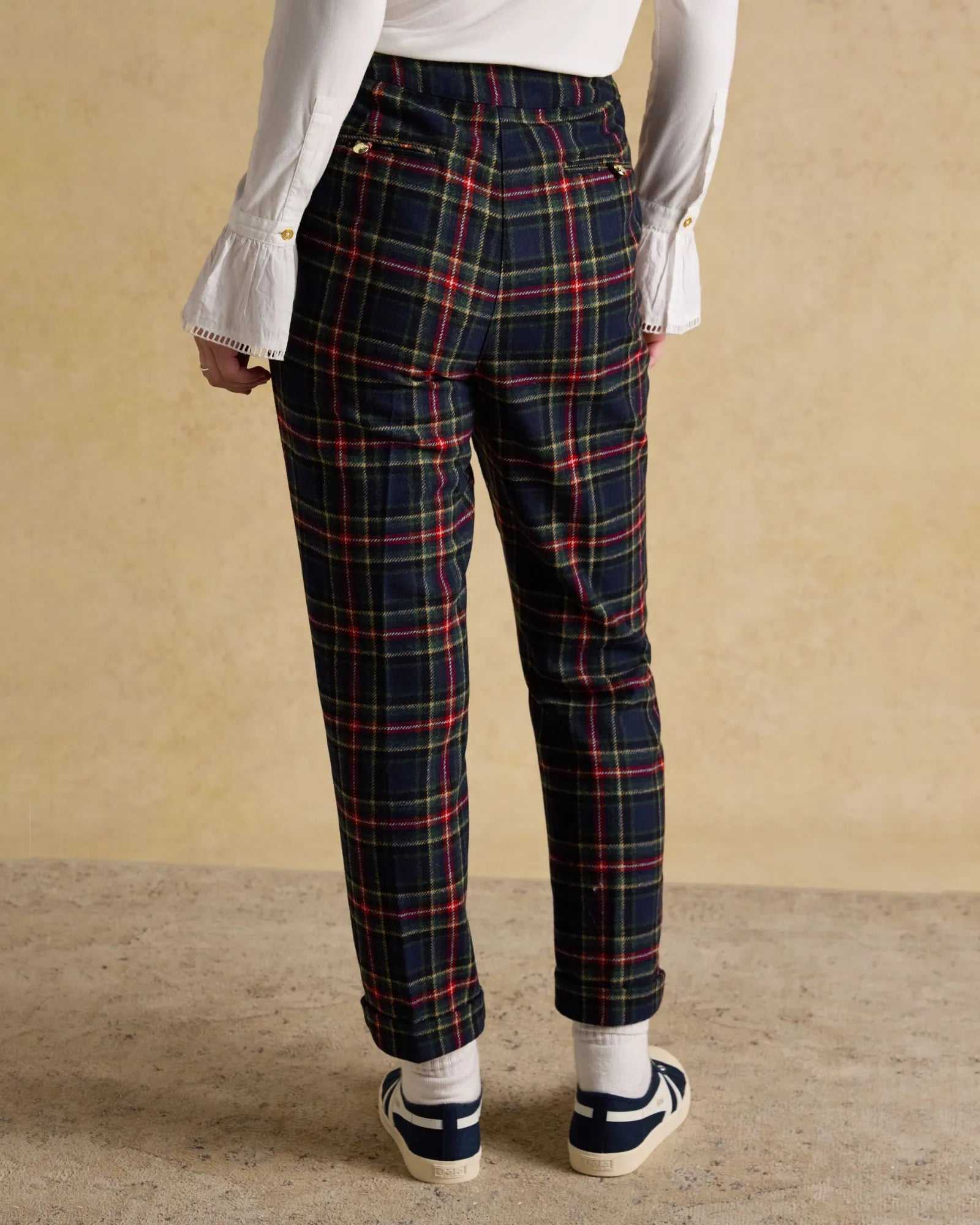Cora Checked Trousers - Navy