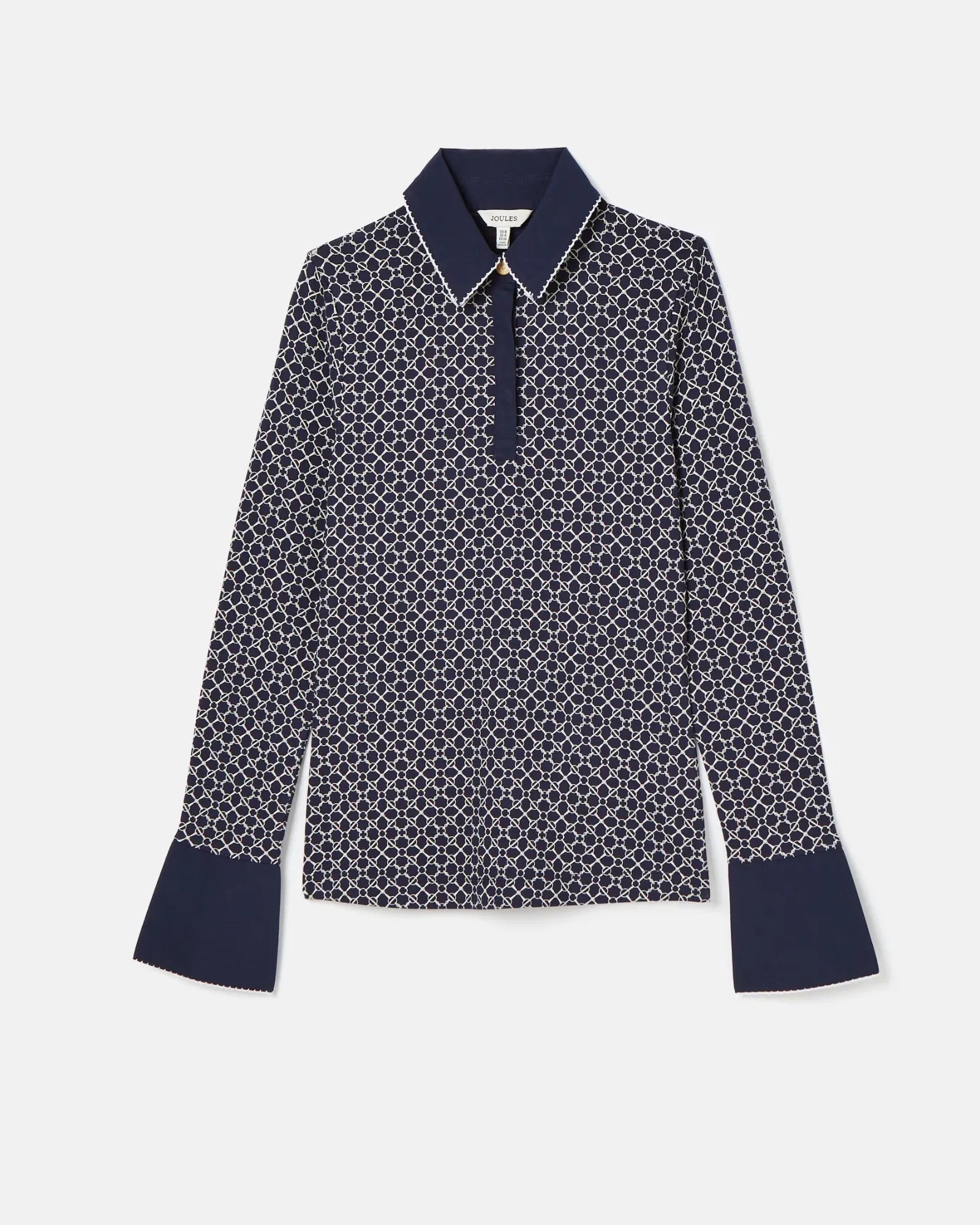 Cordelia Navy Geo Long Sleeve Top