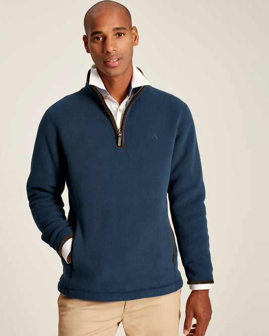 Coxton Navy Quarter Zip Fleece Sweatshirt