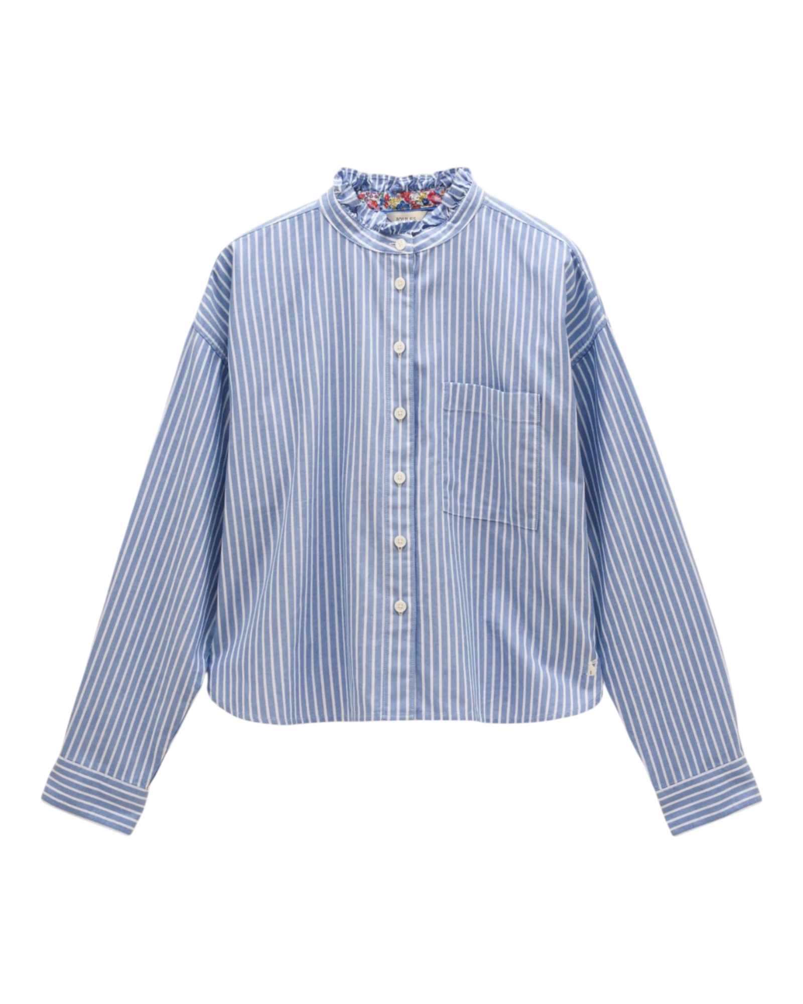 Cropped Oxford Shirt - Blue/White Striped