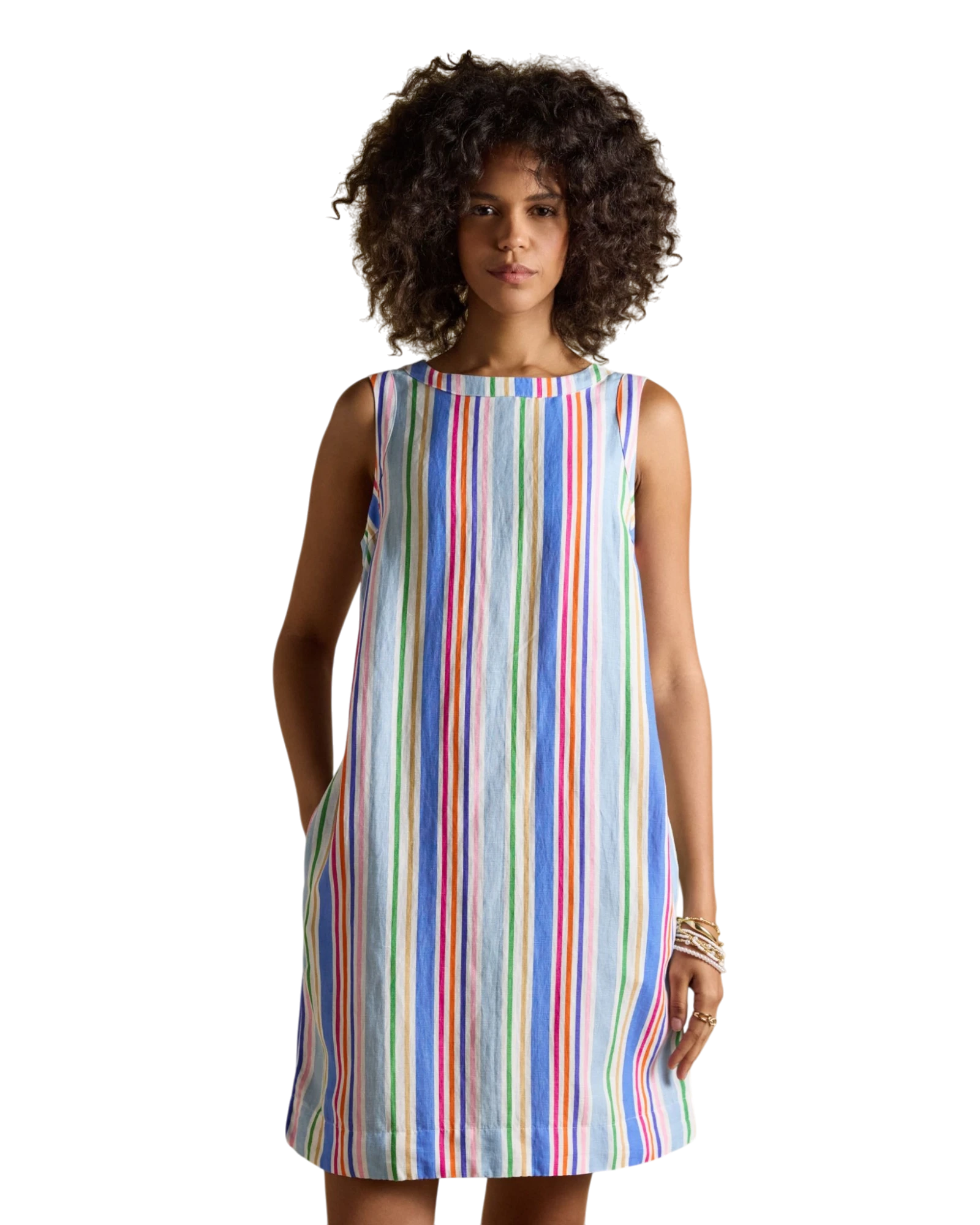 Delphine Dress - Multi Stripe