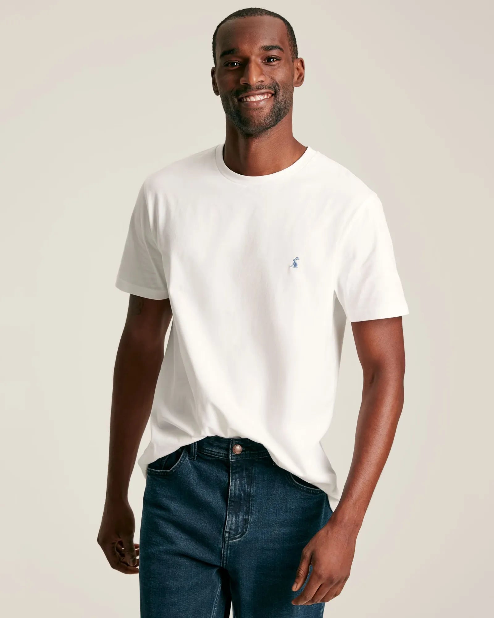 Denton White Plain Jersey Crew Neck T-Shirt