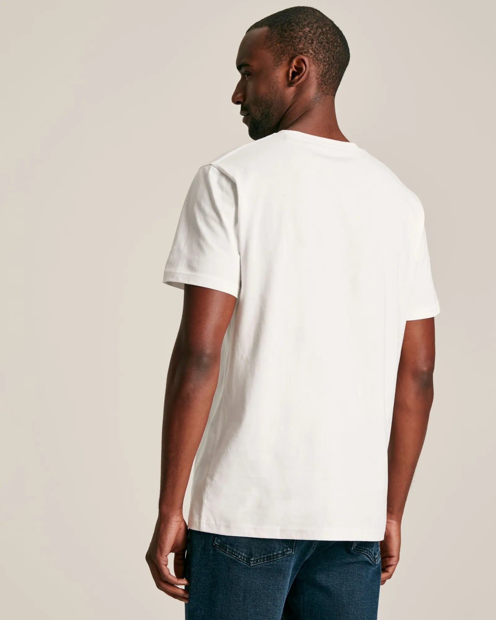 Denton White Plain Jersey Crew Neck T-Shirt