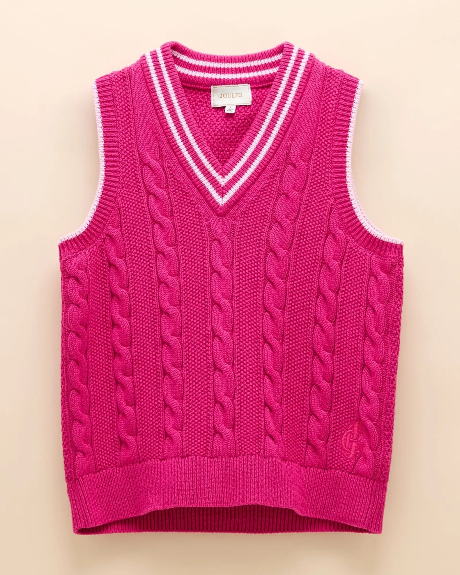 Deuce Pink Cable Knitted V-Neck Vest