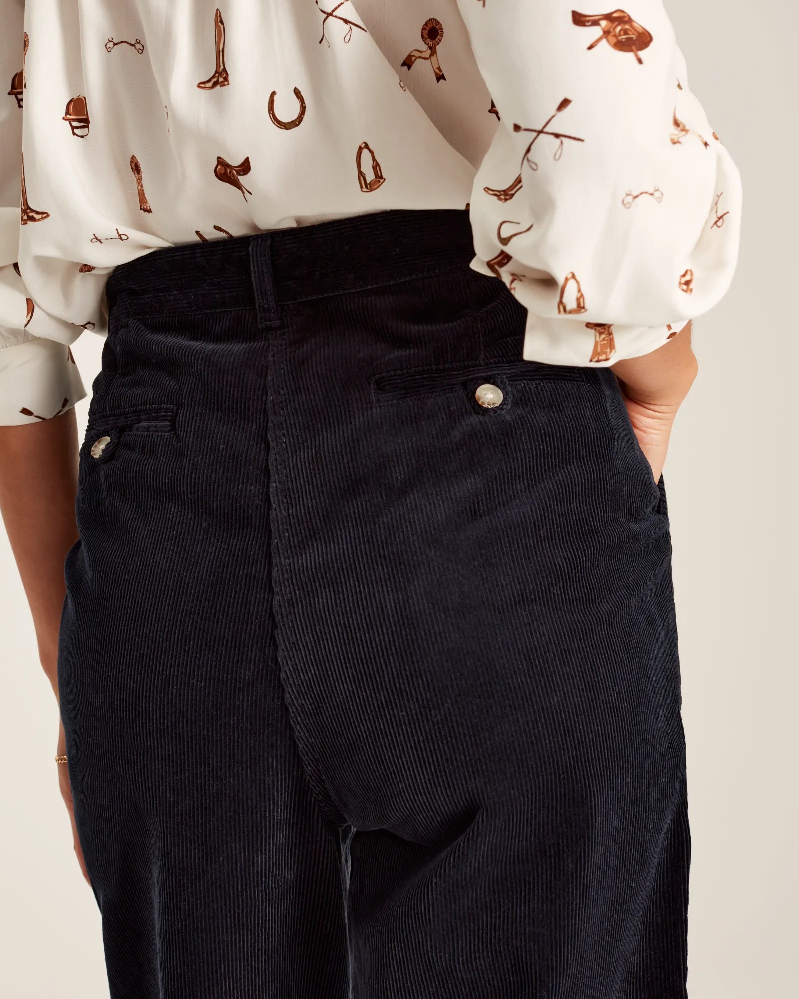 Ebony Cord Wide Leg Trousers - Navy