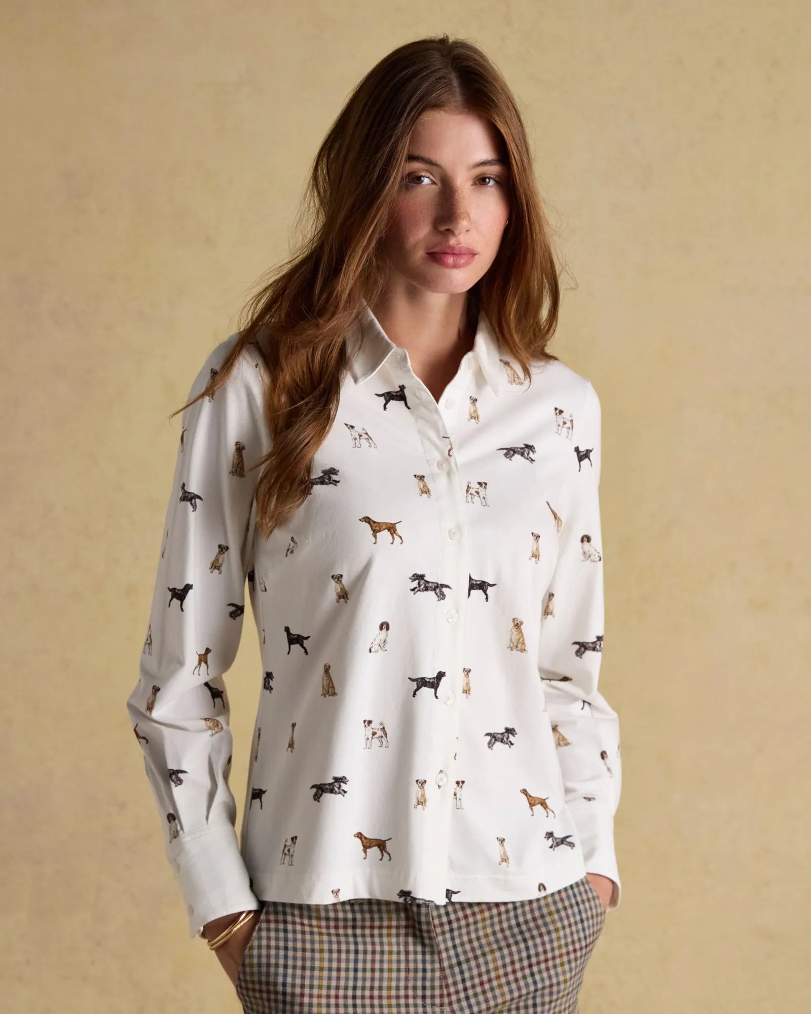 Eleanor Tomlinson Shirt - Cream Dogs