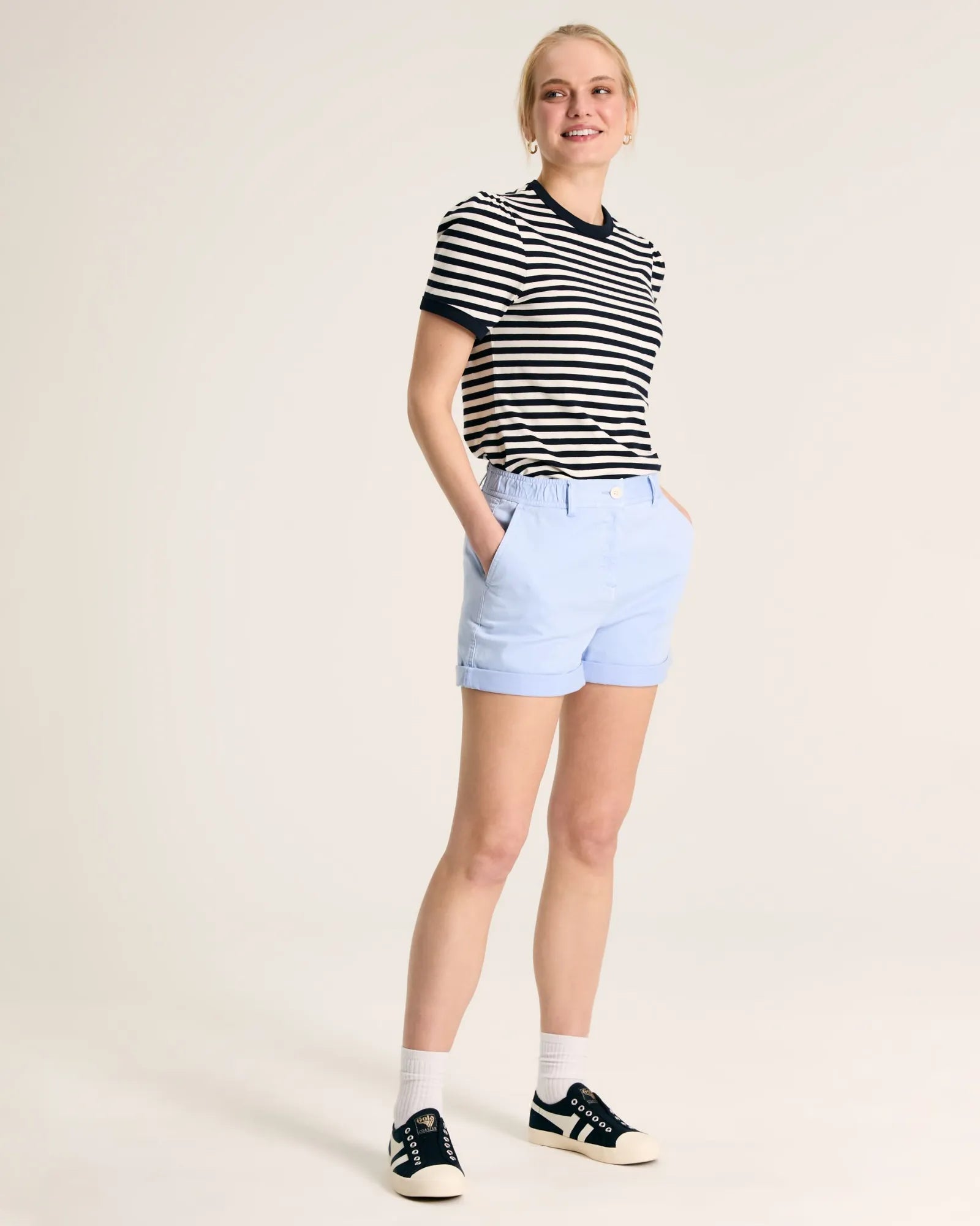 Erin Navy Blue Stripe Short Sleeve T-Shirt