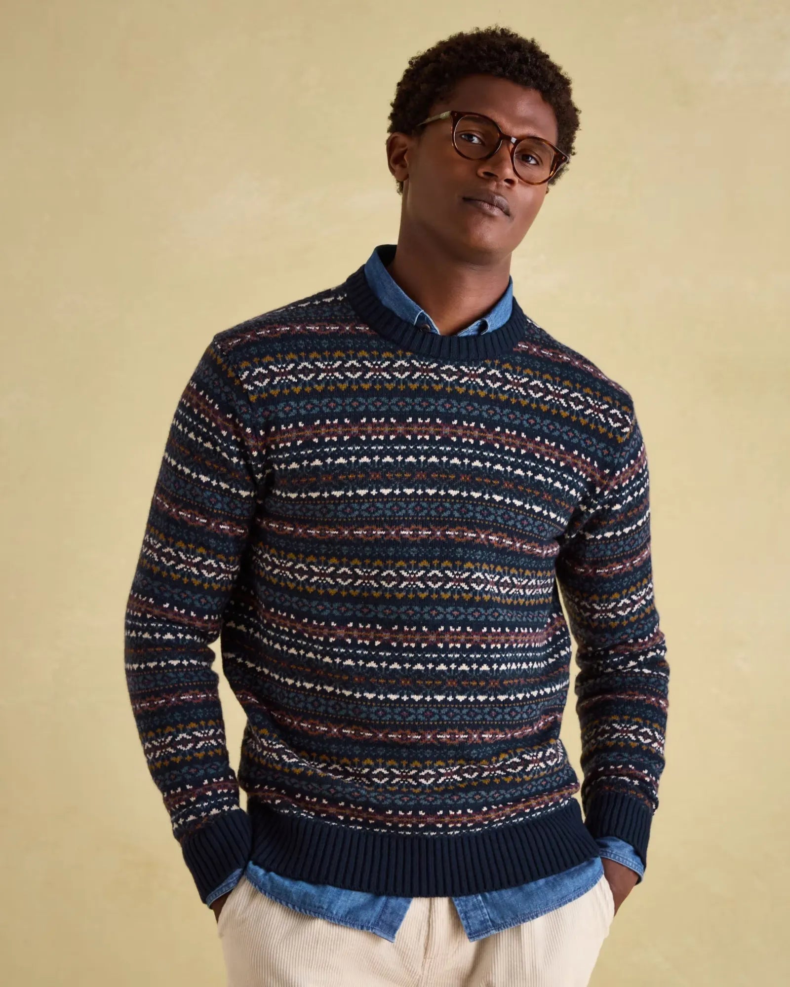 Fair Isle Navy Crew Neck Jumper