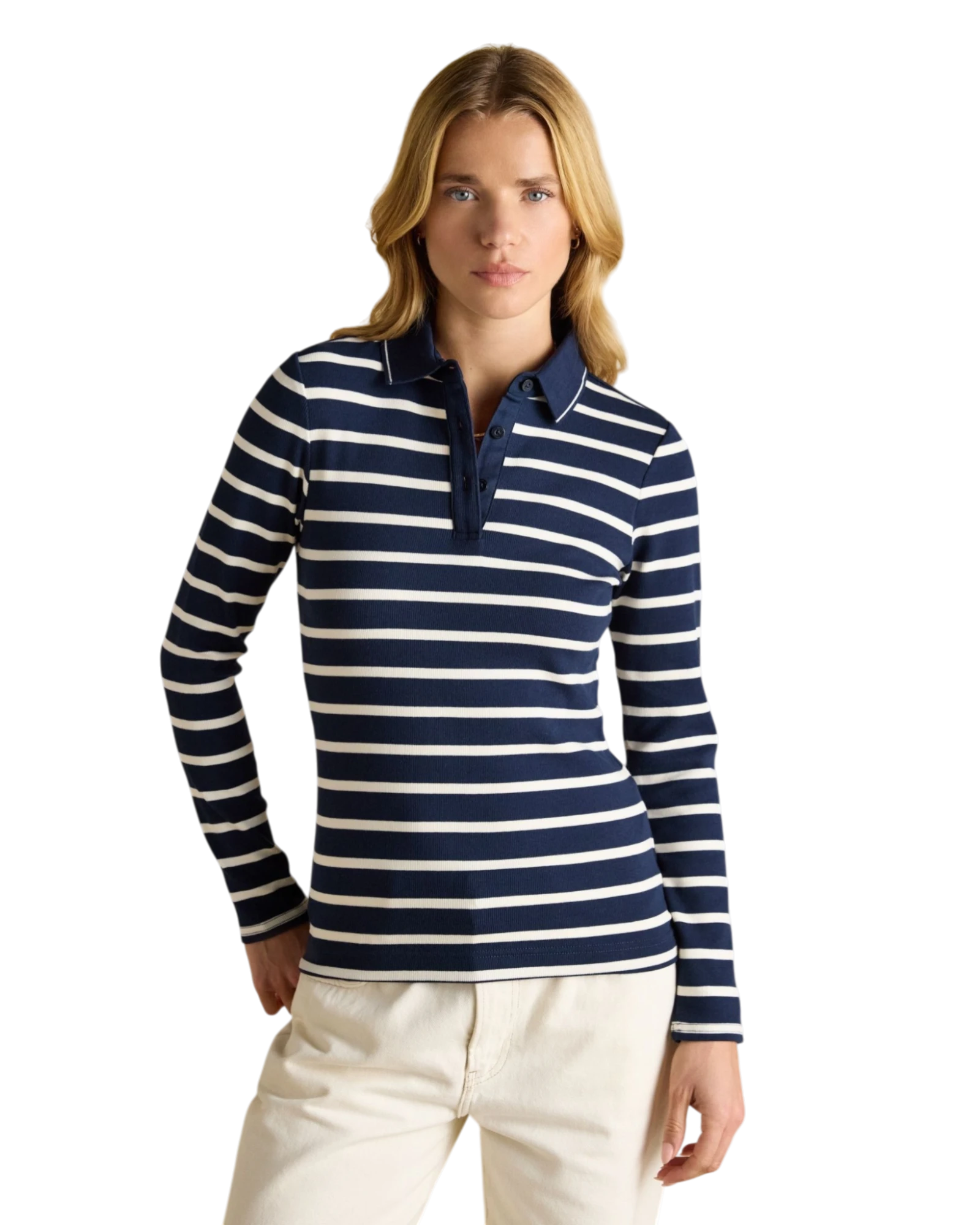 Fairfield Polo Shirt - Navy/Cream Stripe