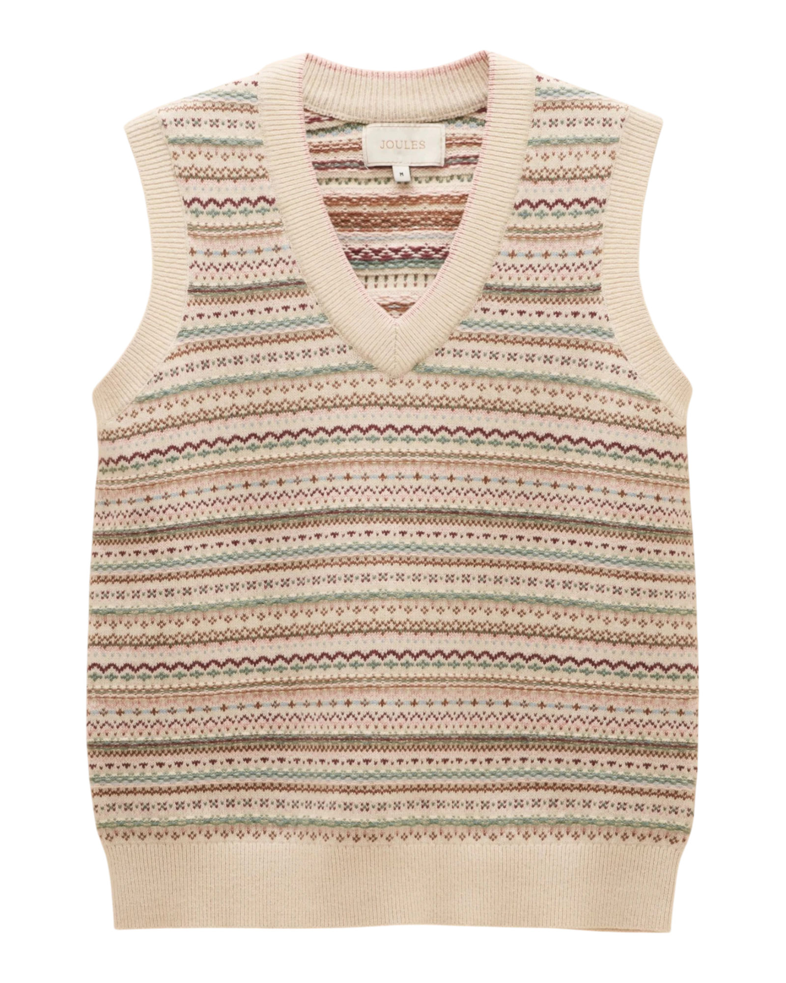 Fairisle V-Neck Vest - Oatmeal