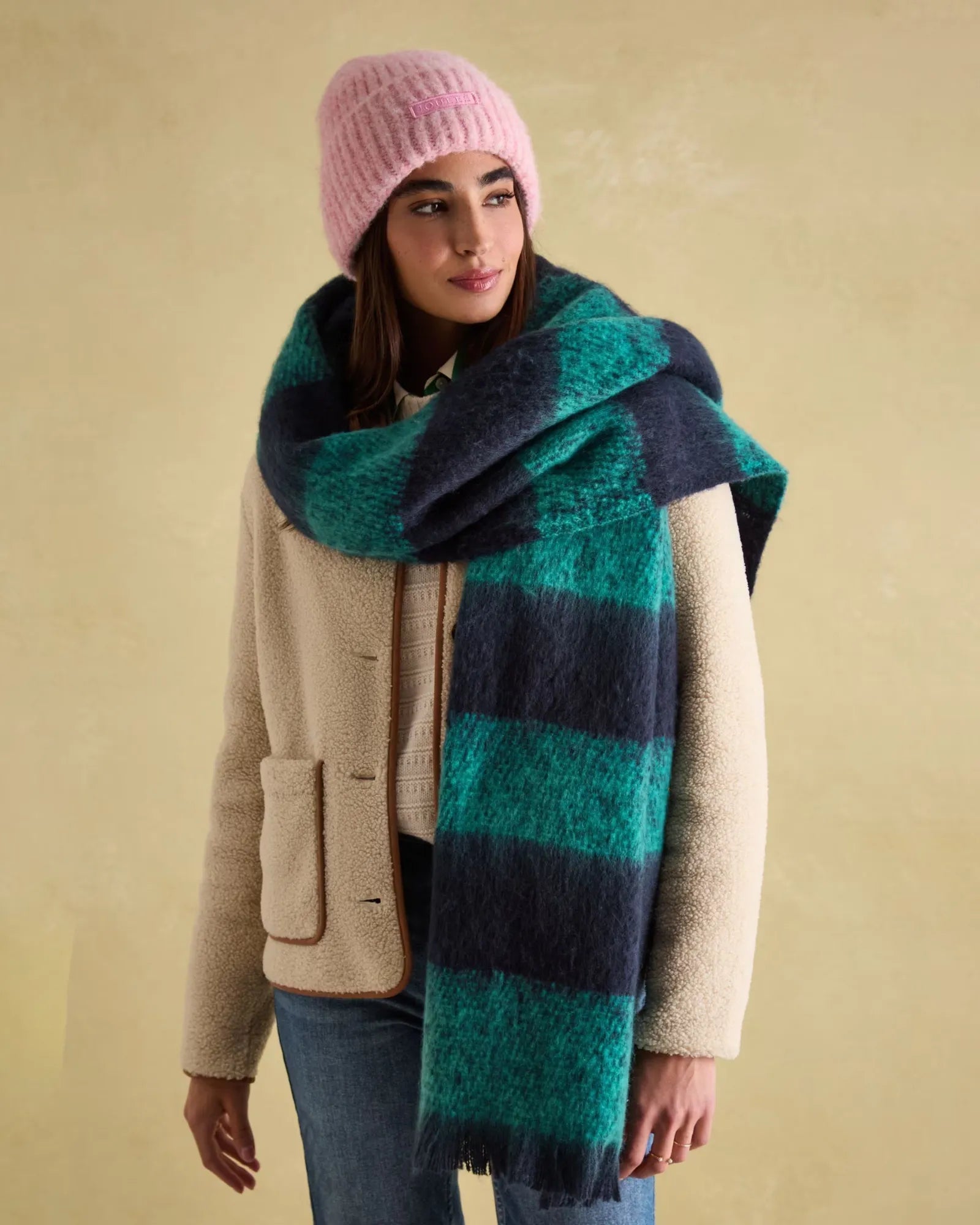 Fenella Blue/Green Oversized Blanket Scarf