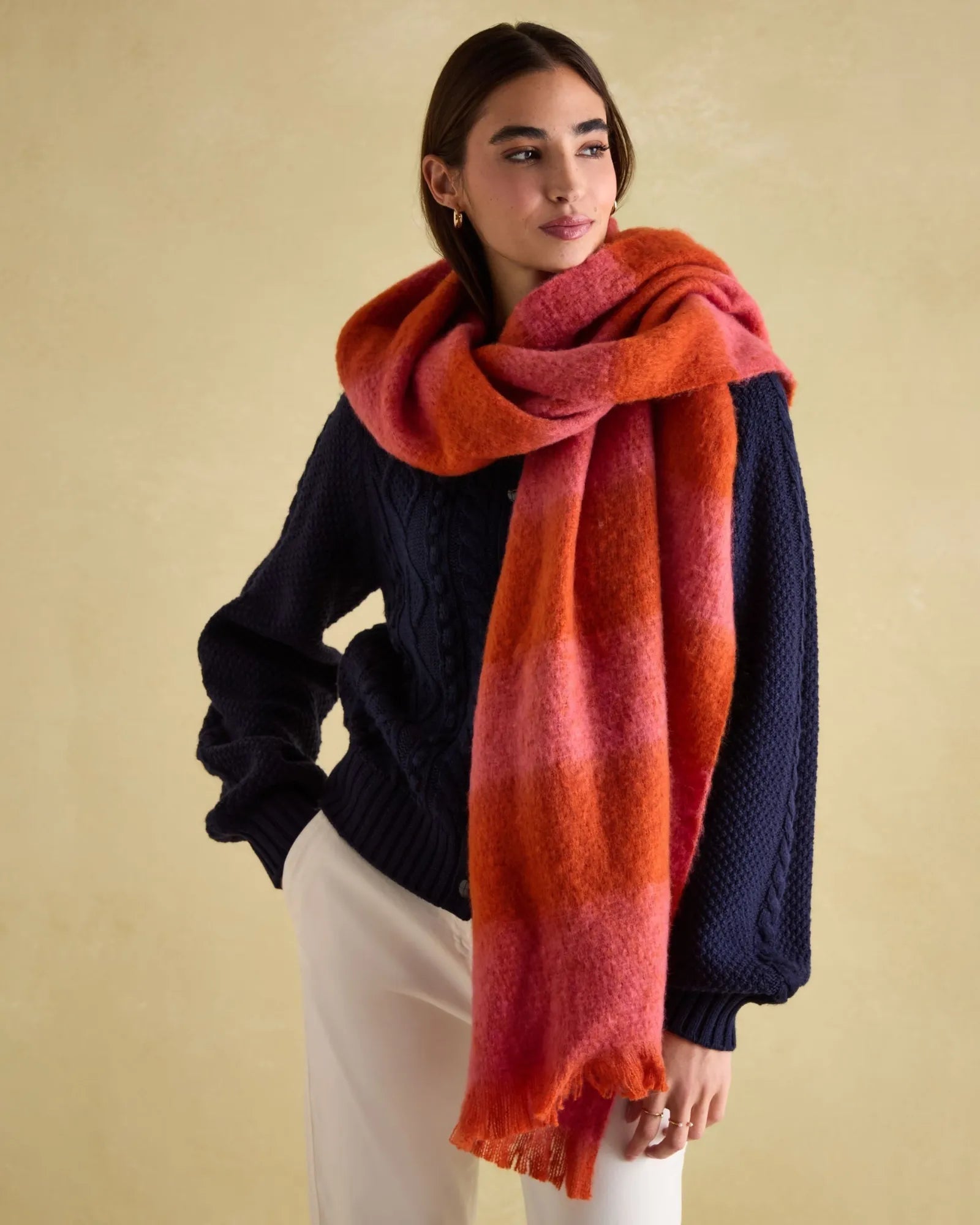 Fenella Orange/Pink Oversized Blanket Scarf