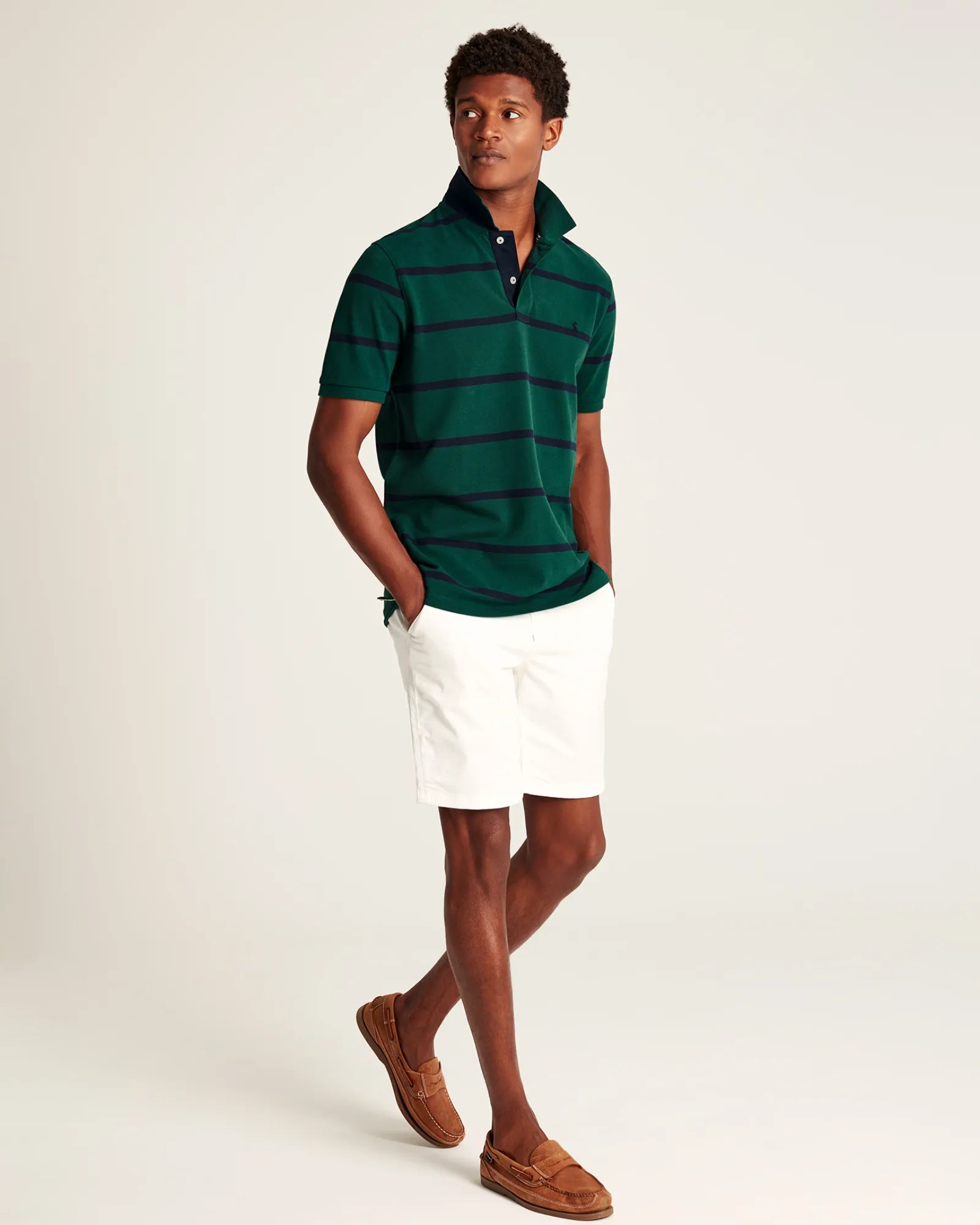Filbert Classic Fit Striped Polo Shirt - Green Stripe