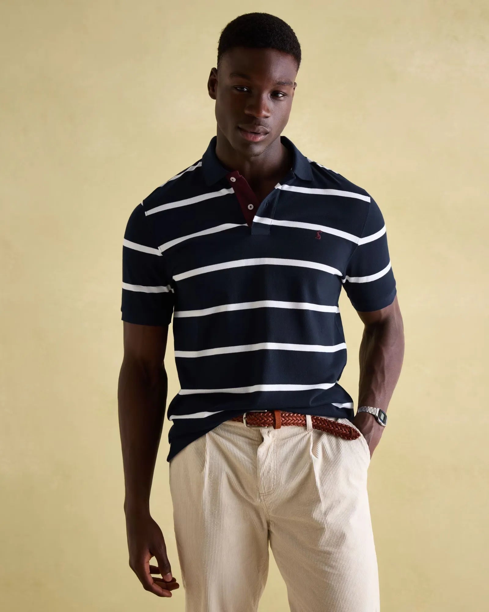 Filbert Navy & White Striped Polo Shirt