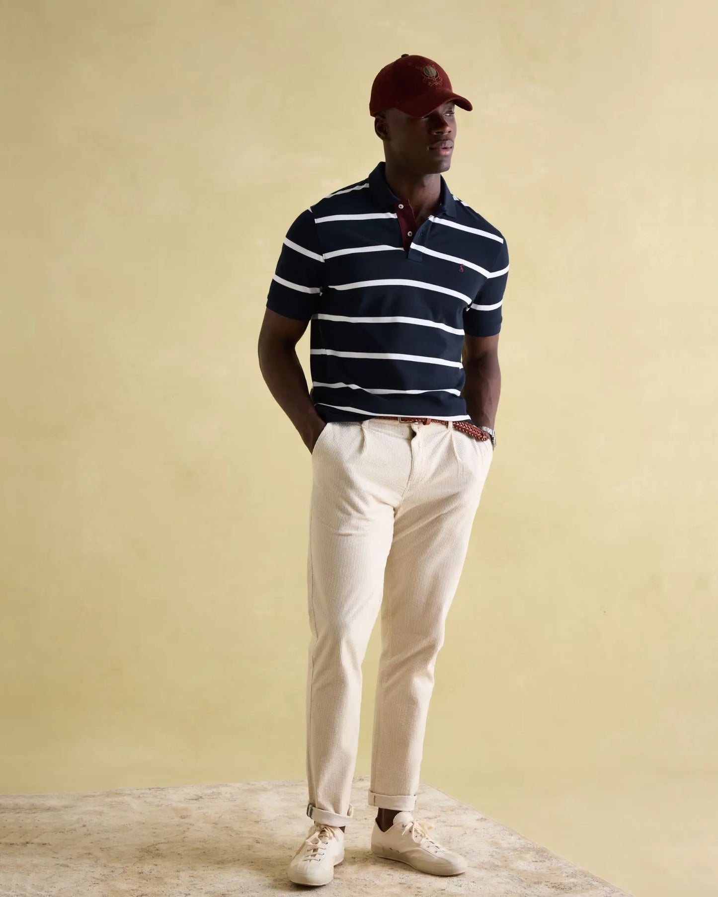 Filbert Classic Fit Striped Polo Shirt - Navy White Stripe