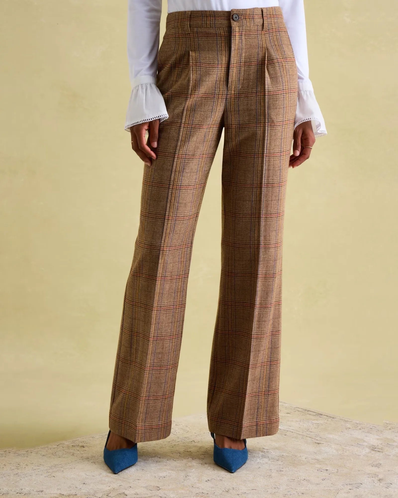 Foxley Check Wide Leg Tweed Trousers