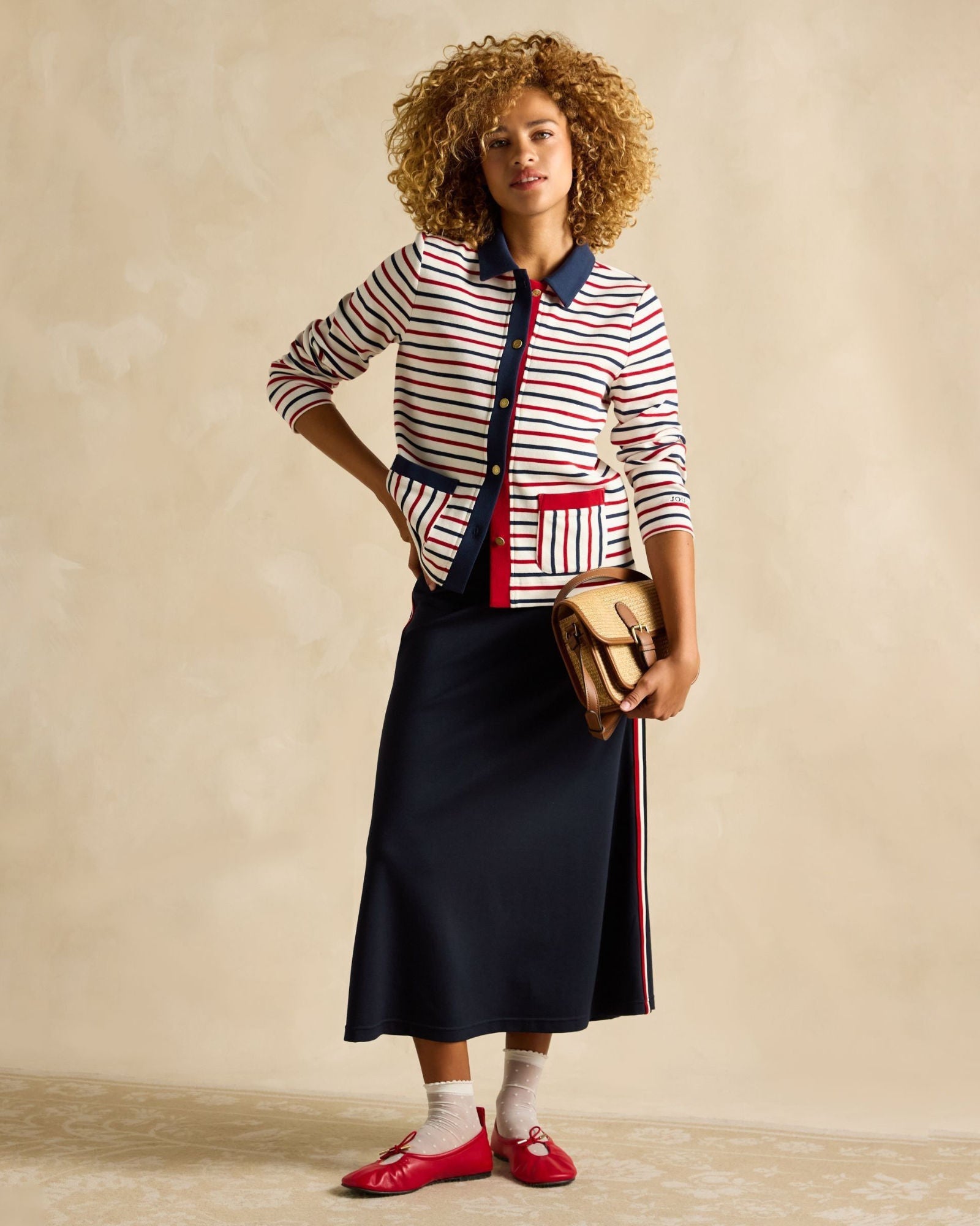 Harbour Cardigan - Blue/Red