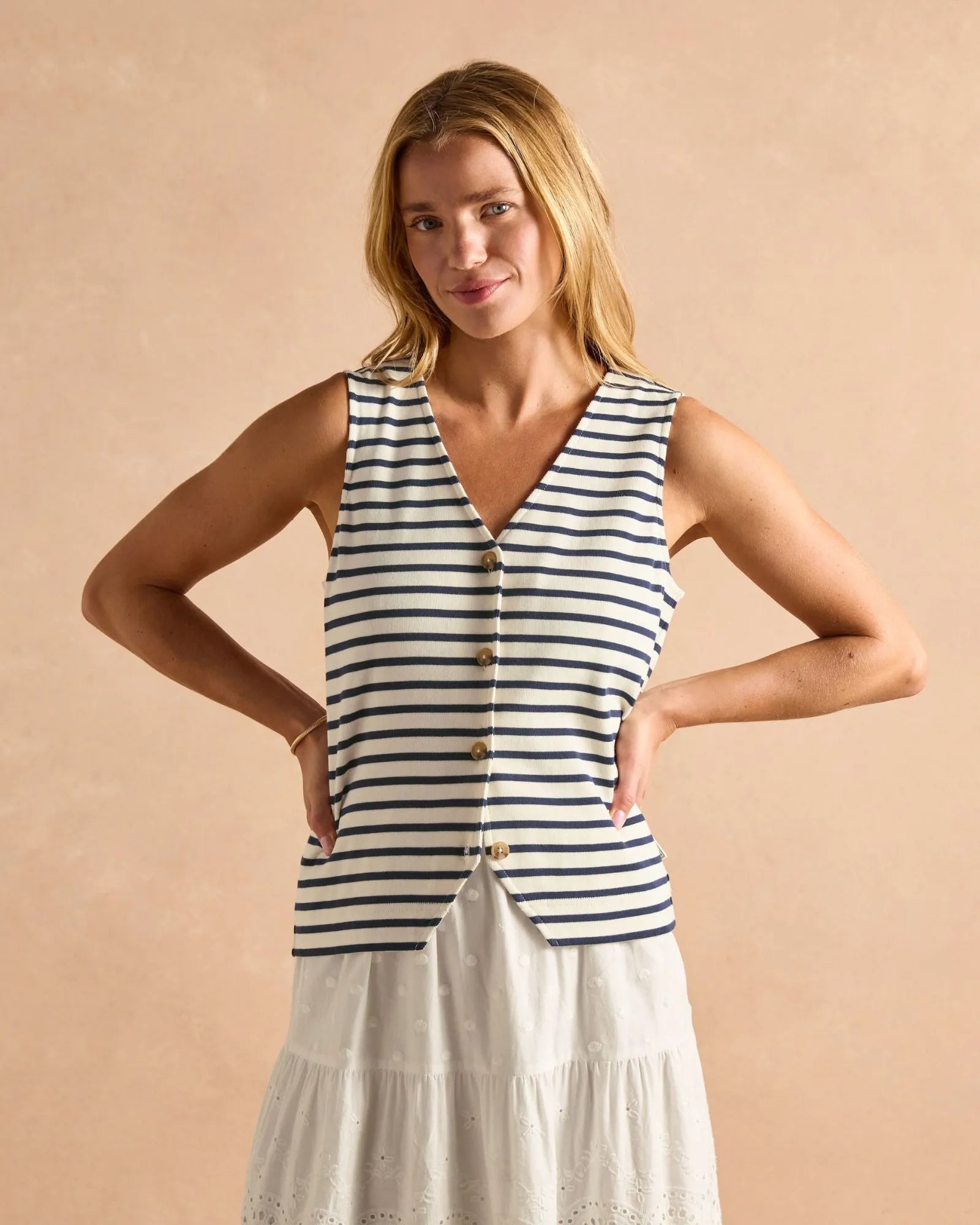 Harbour Tank - Cream & Navy
