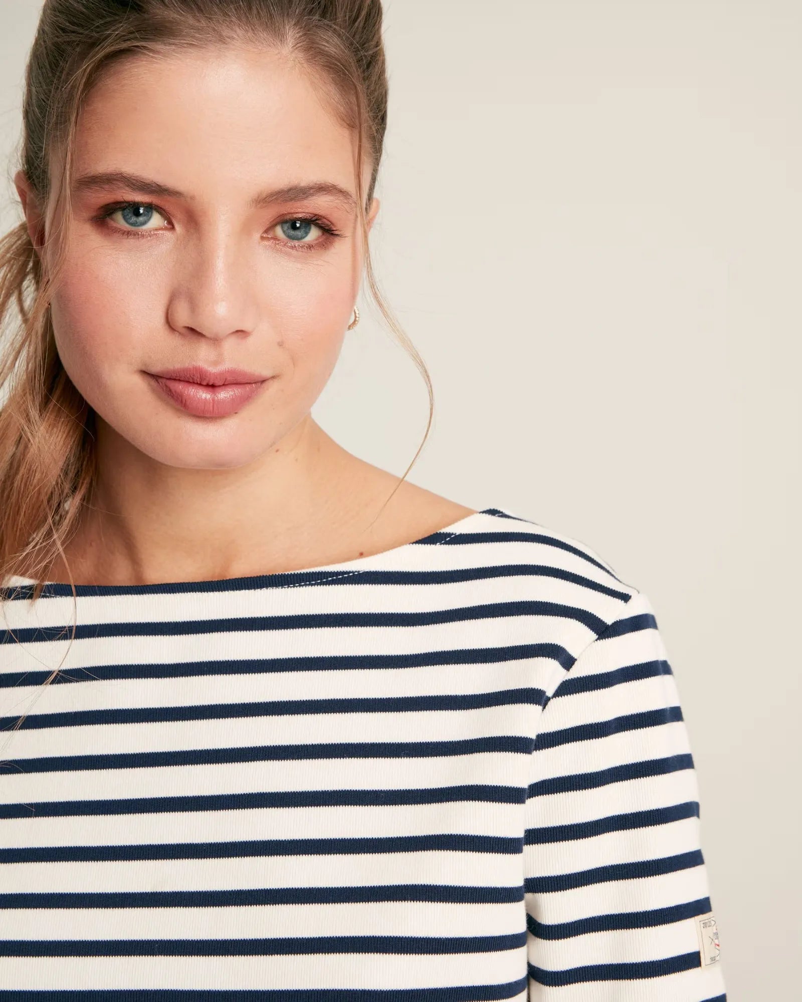 Harbour Cream & Navy Striped Boat Neck Breton Top