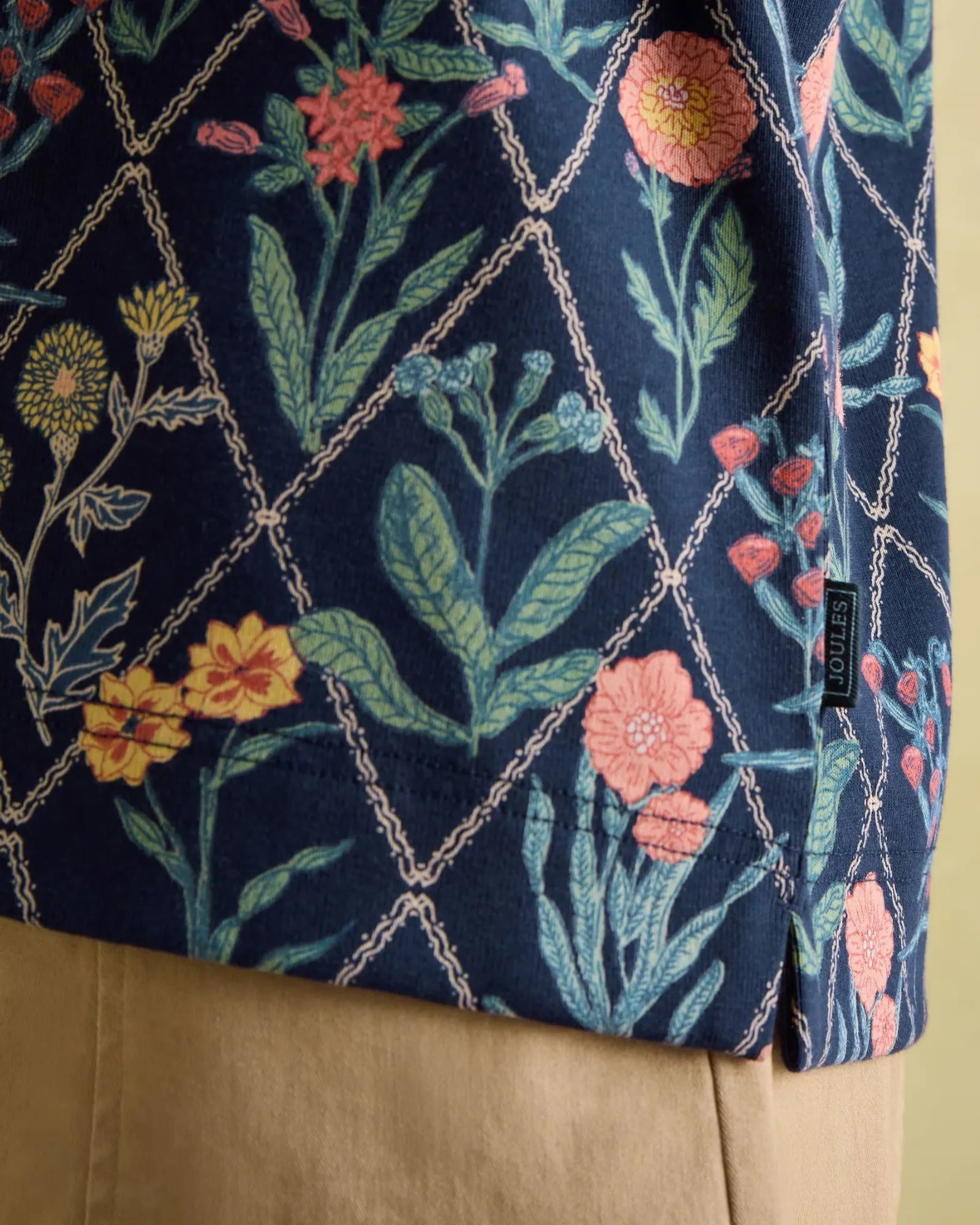 Harbour Navy Floral Boat Neck Breton Top