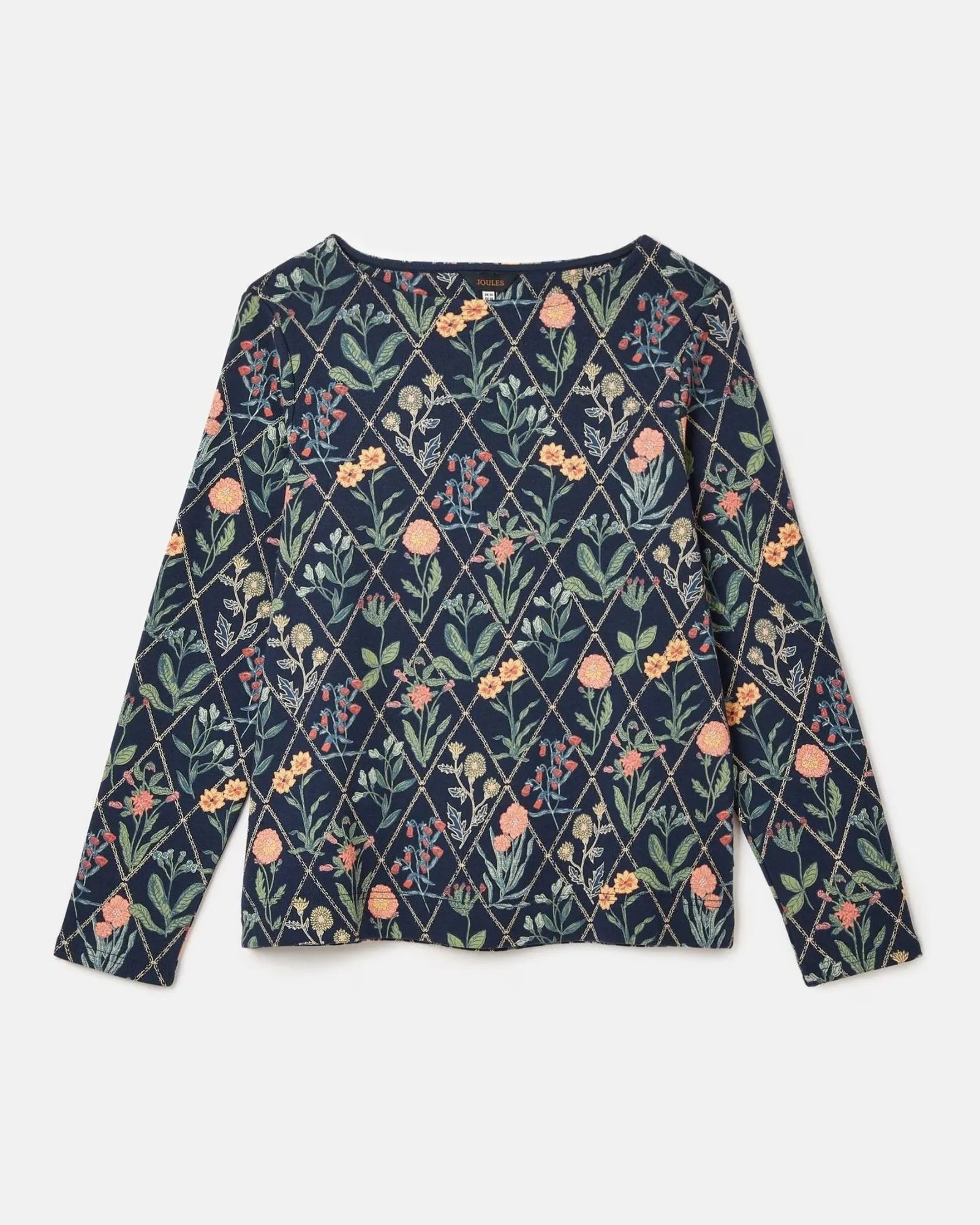 Harbour Navy Floral Boat Neck Breton Top