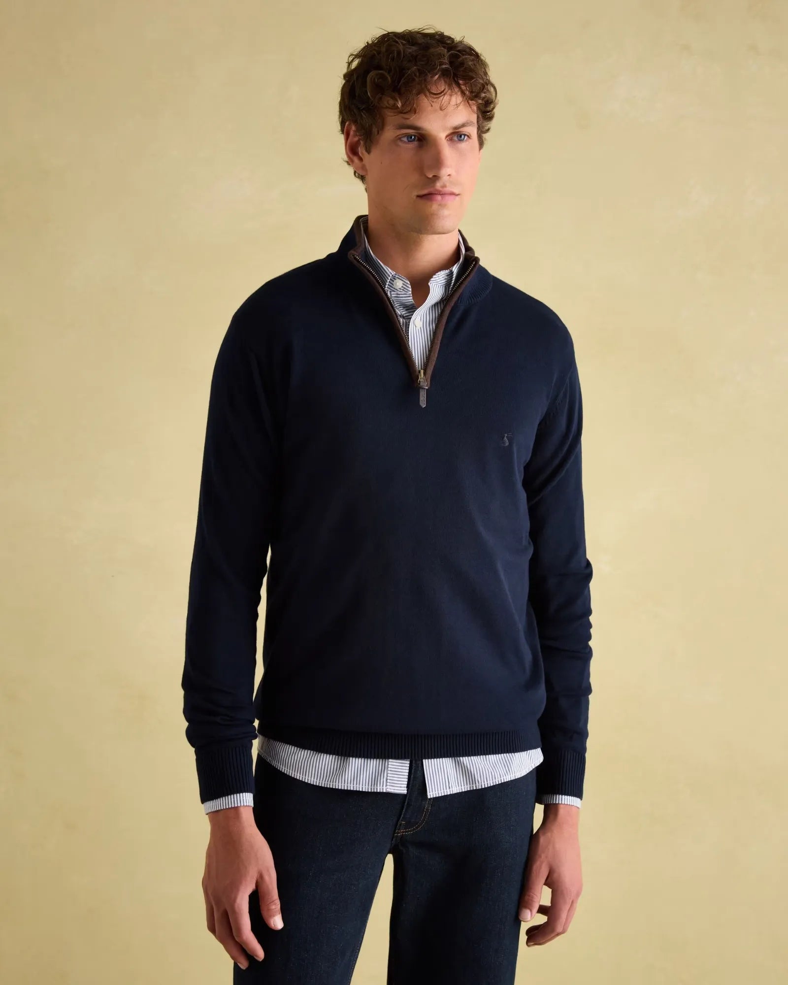 Hillside Navy Quarter Zip Knit Jumper