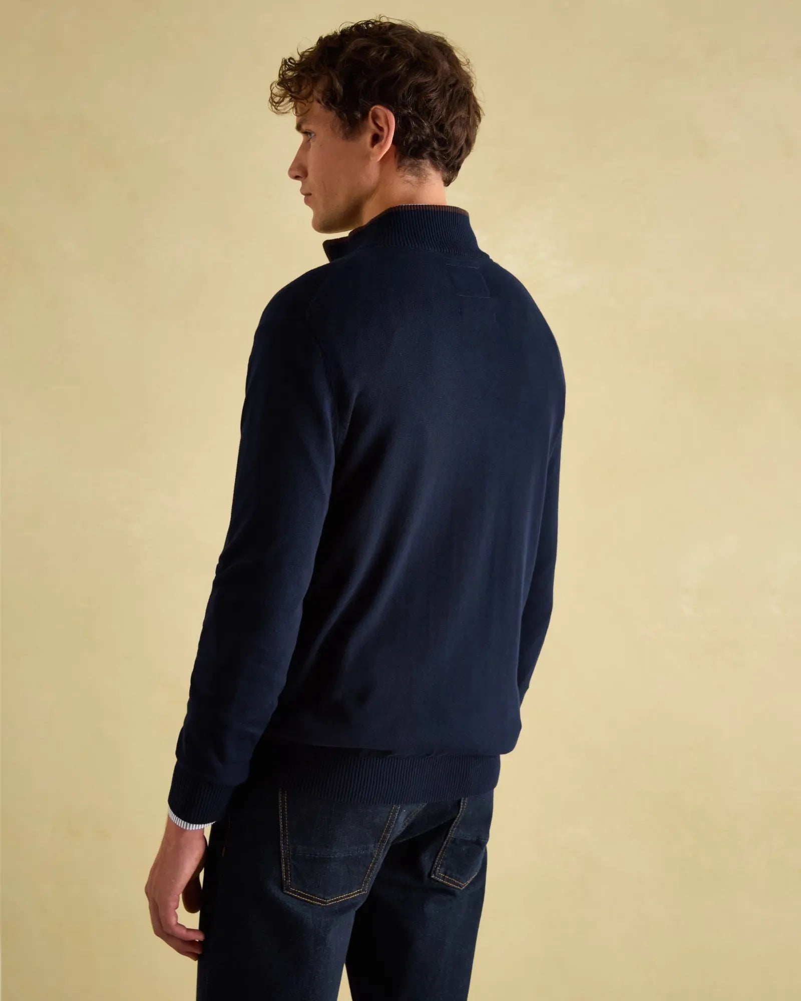 Hillside Navy Quarter Zip Knit Jumper
