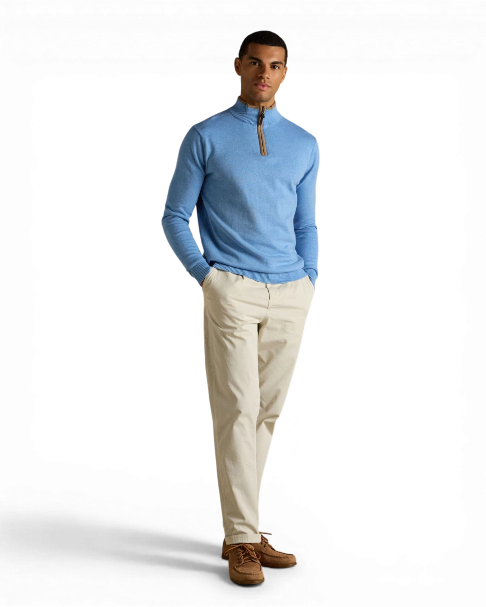 Hillside Quarter Zip Jumper - Light Blue