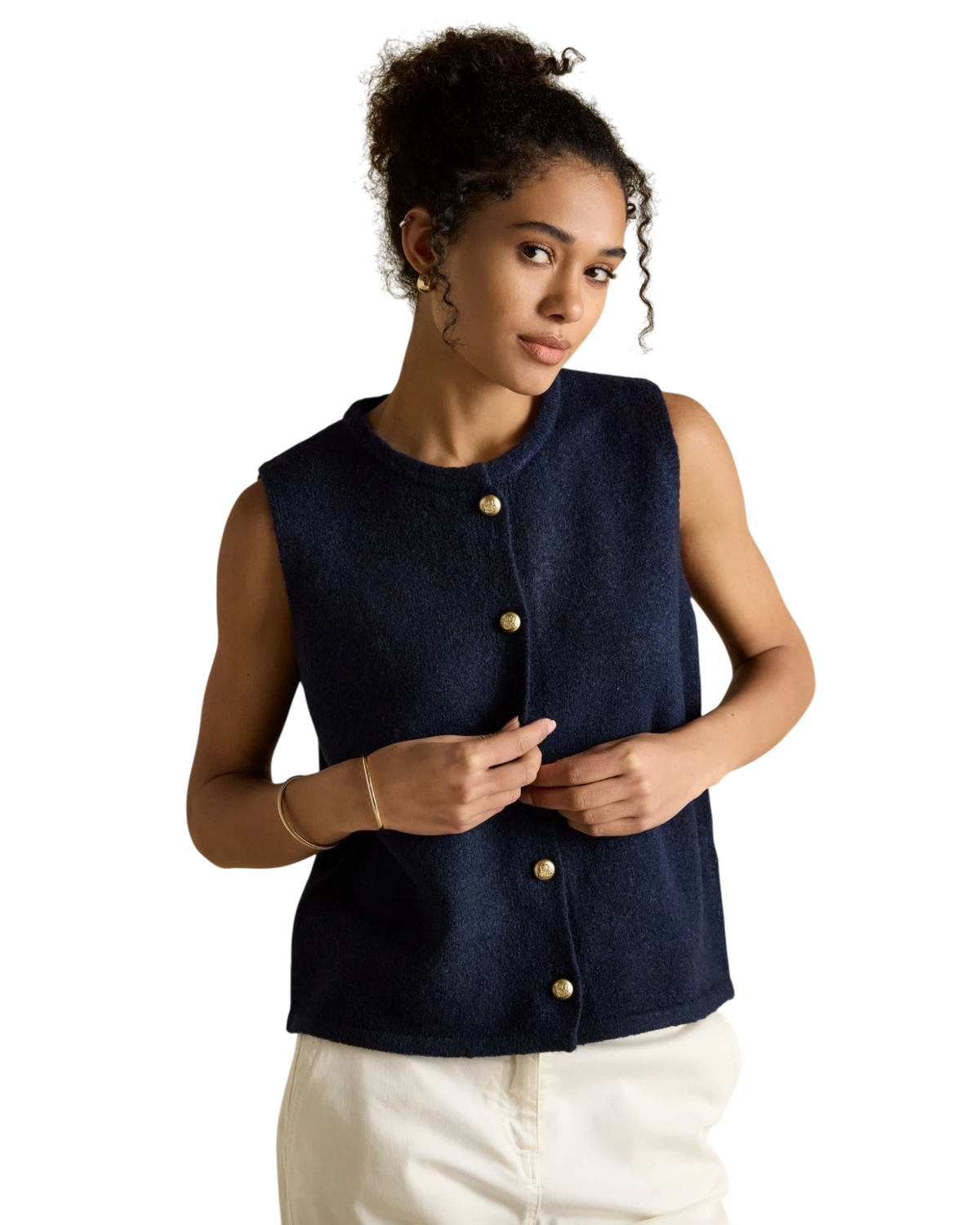 Holly Button Vest - Navy