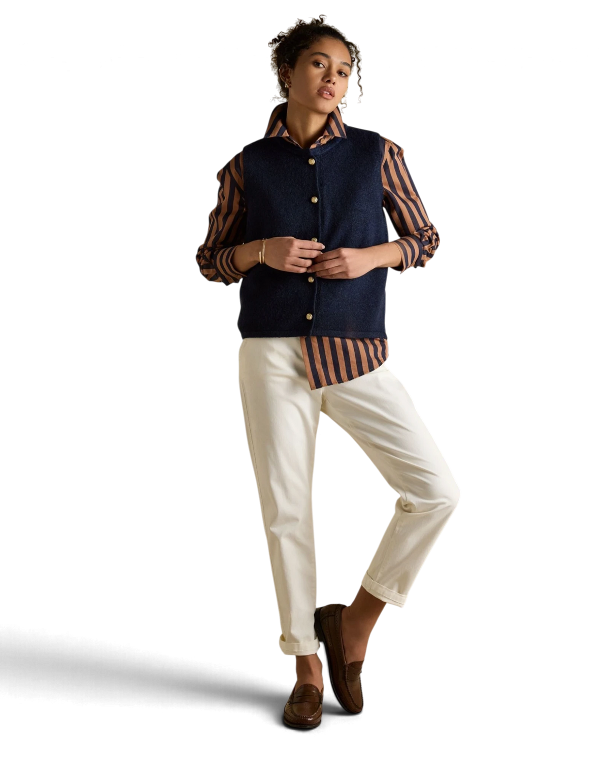 Holly Button Vest - Navy
