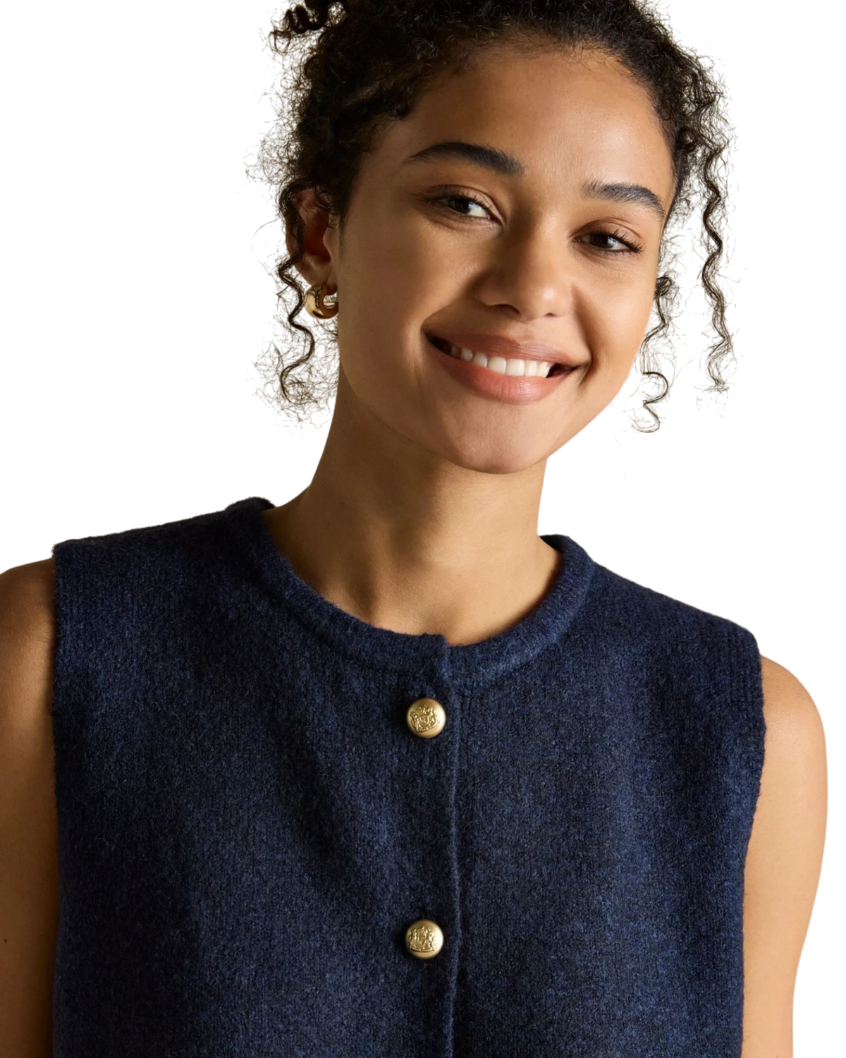 Holly Button Vest - Navy