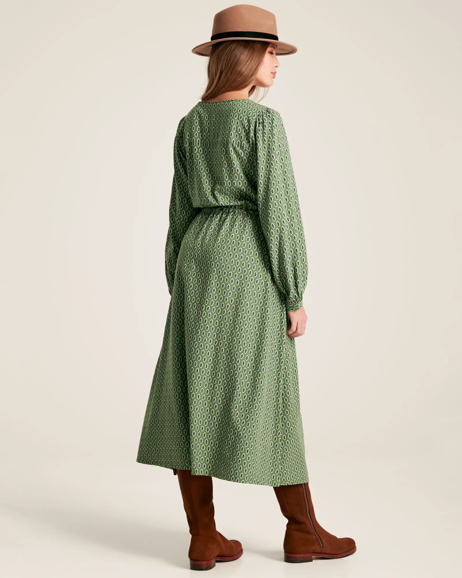 Imogen Green Long Sleeve Belted Midi Dress