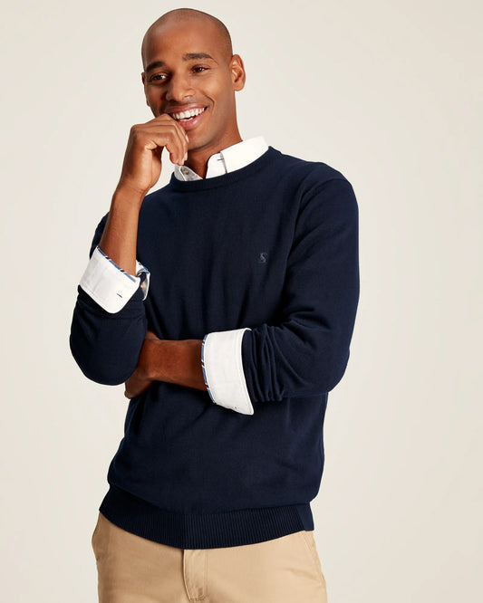 Jarvis Navy Crew Neck Knitted Jumper