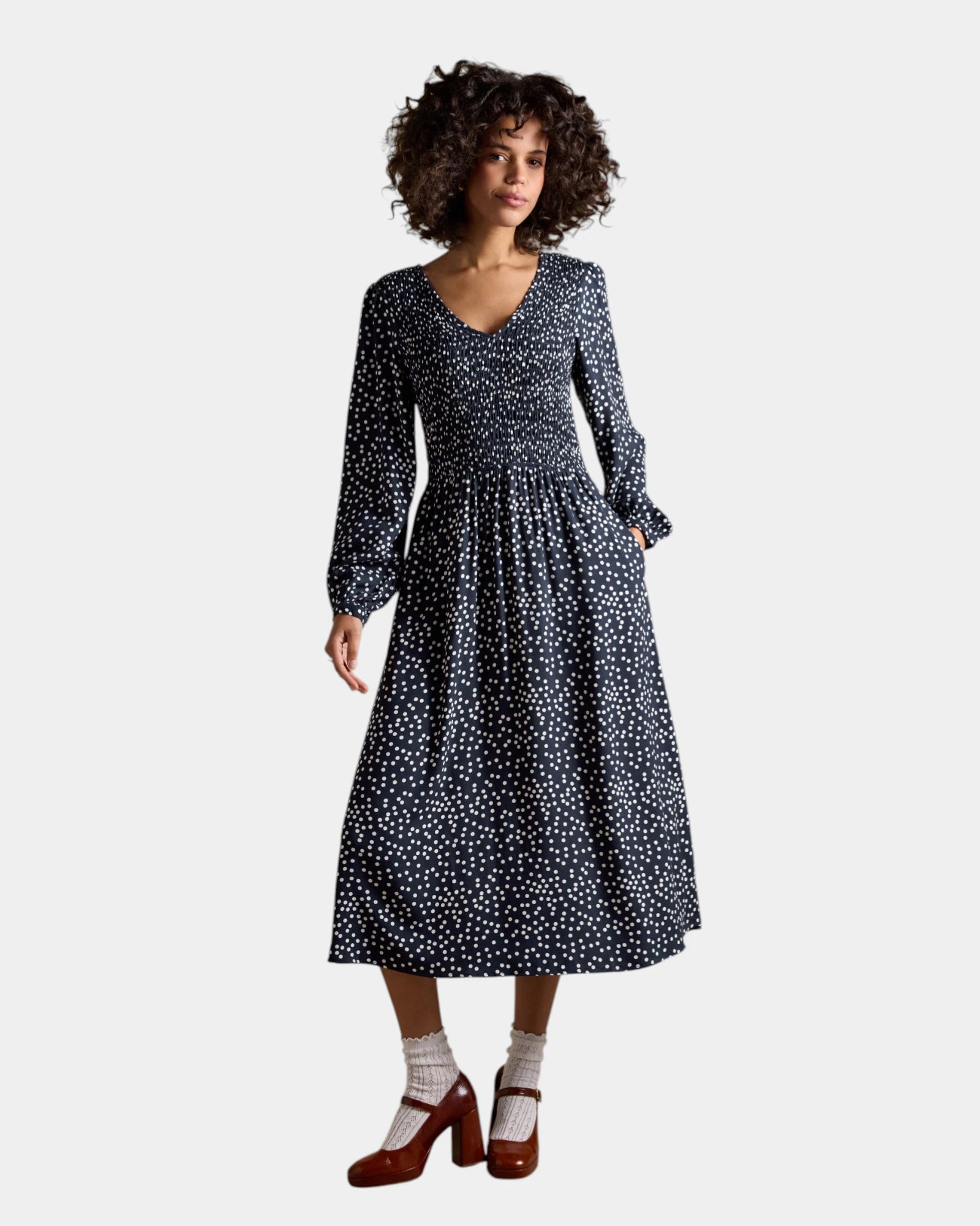 Liliana Dress - Navy Spot