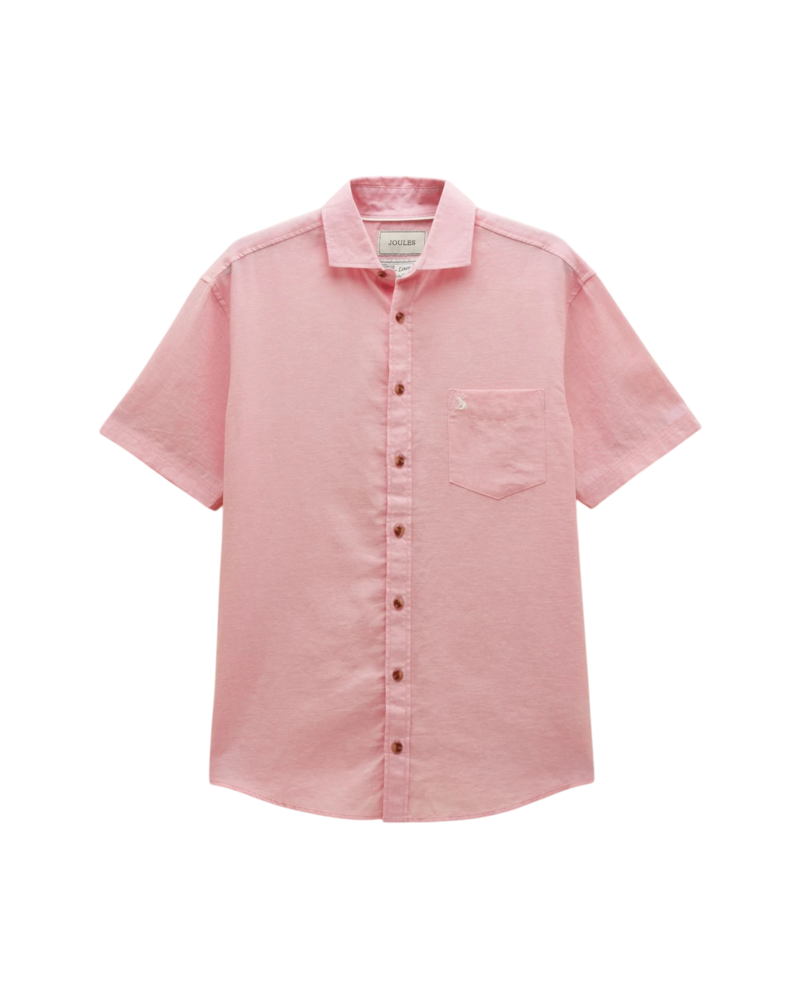 Linen Blend Short Sleeve Shirt - Pink