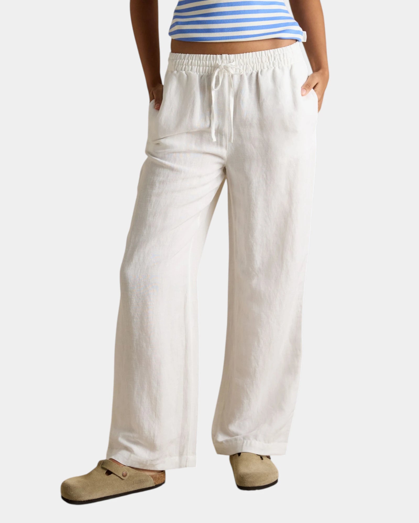 Linen Wide Leg Trousers - White