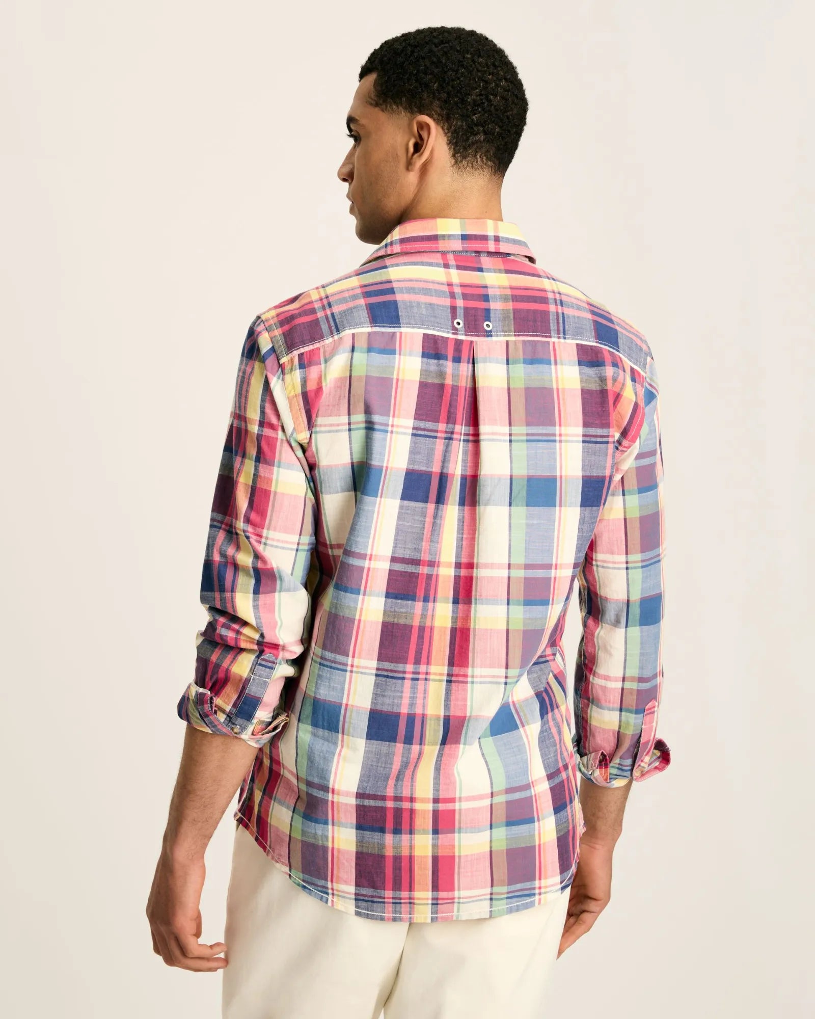 Madras Blue/Pink Long Sleeve Cotton Check Shirt
