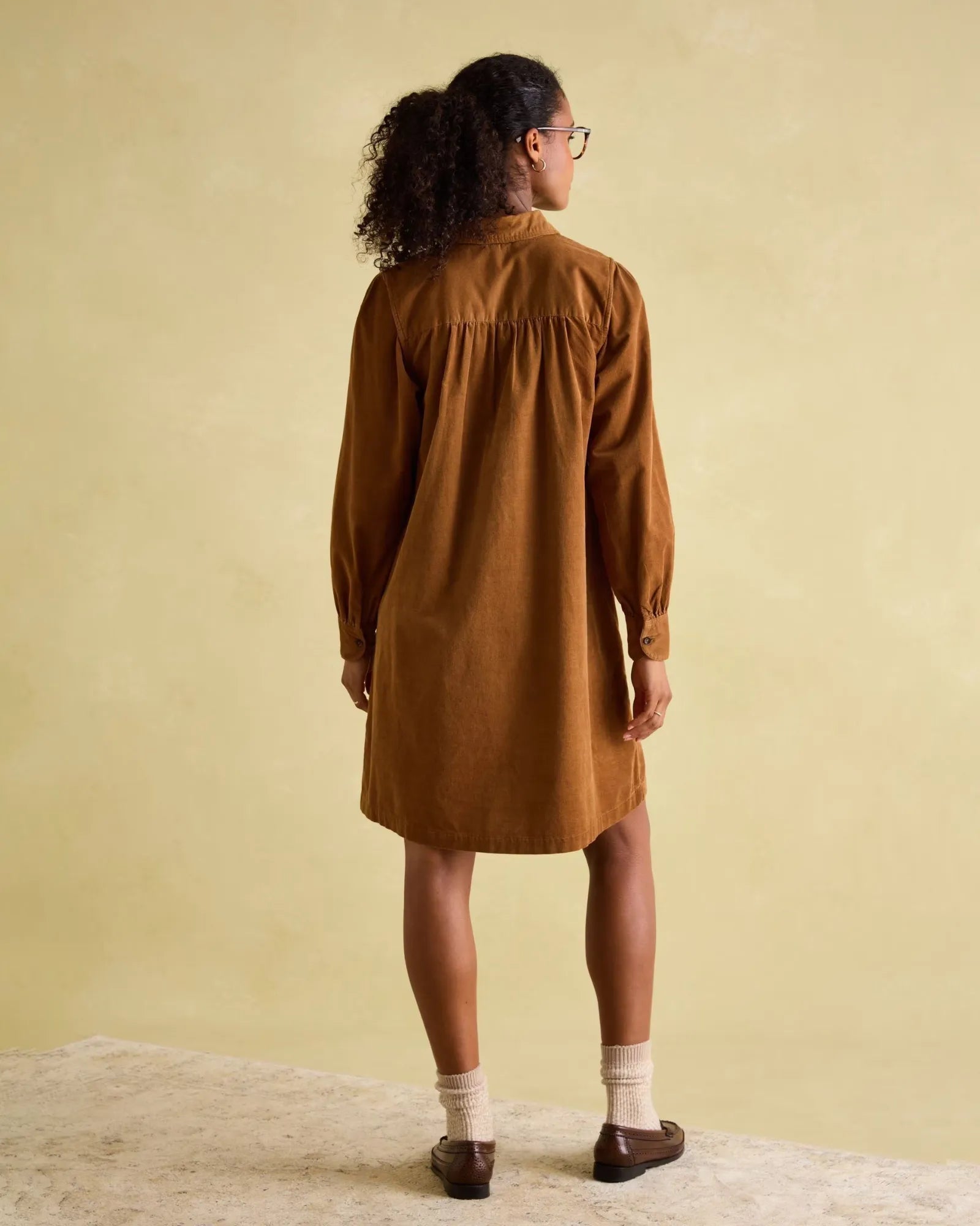 Maple Brown Corduroy Shirt Dress