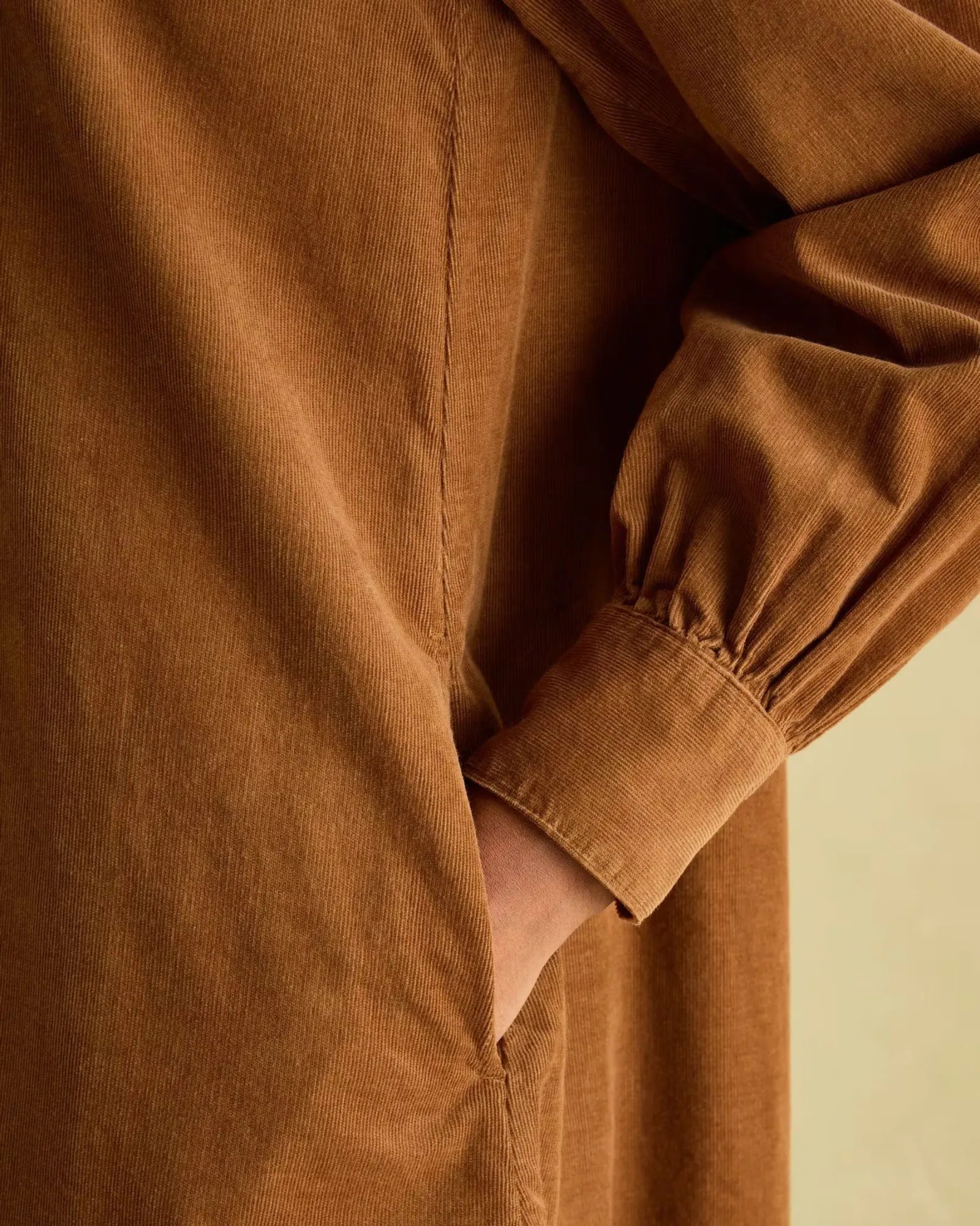 Maple Brown Corduroy Shirt Dress