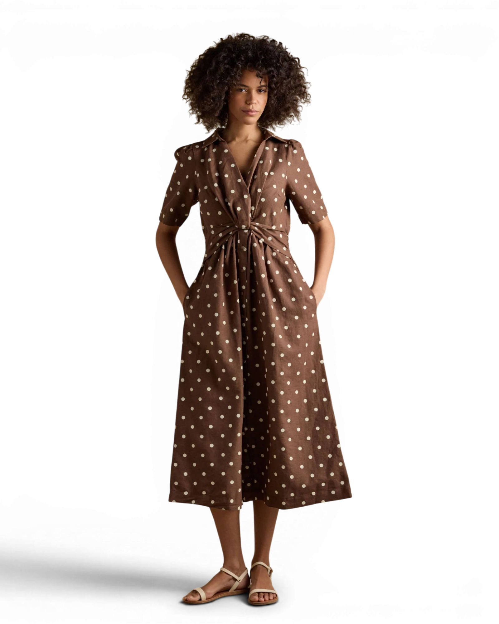 Marina Dress - Brown Polka Dot