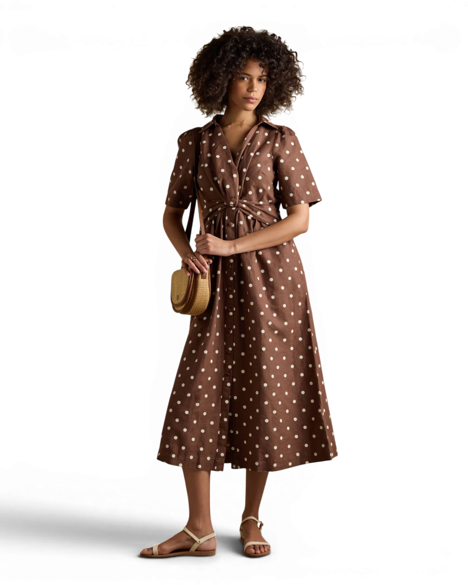 Marina Dress - Brown Polka Dot
