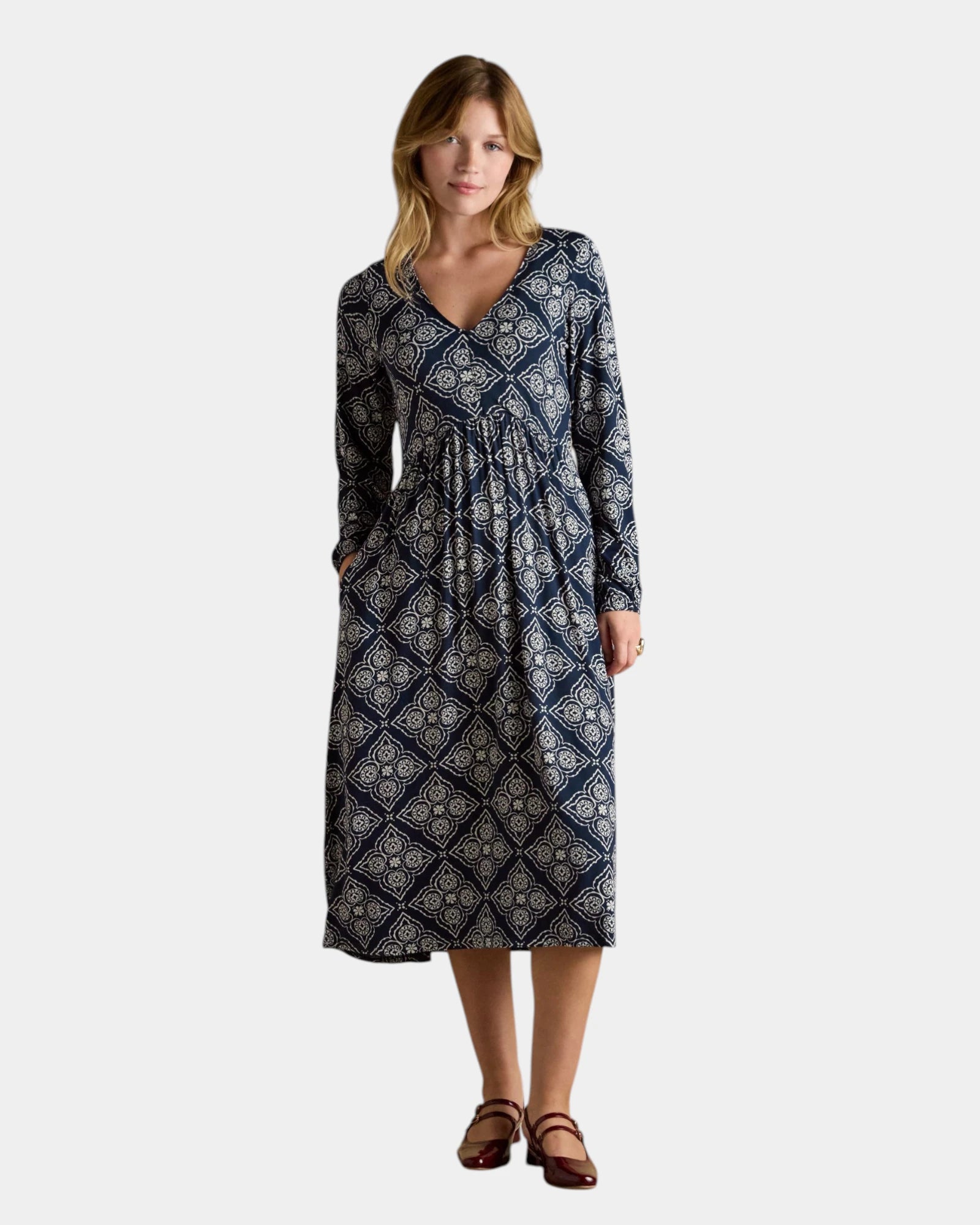 Nia Long Sleeve Dress - Navy