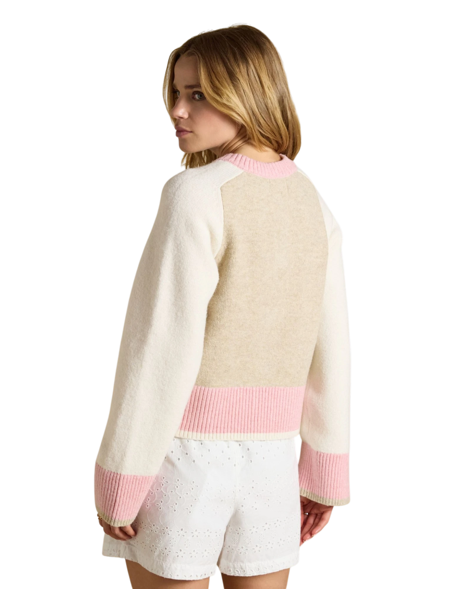Nora Cardigan - Pink & Cream