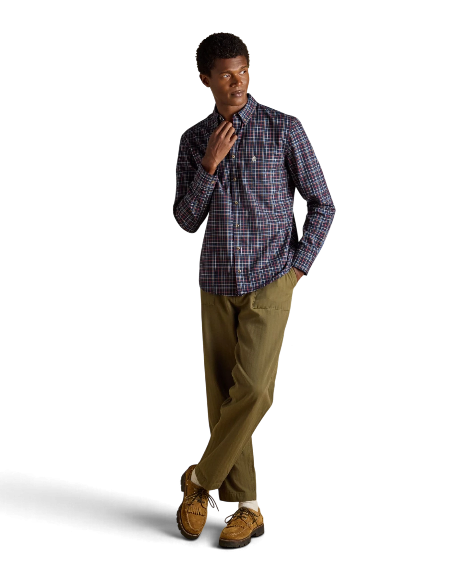 Oxford Classic Fit Checked Shirt - Navy & Red
