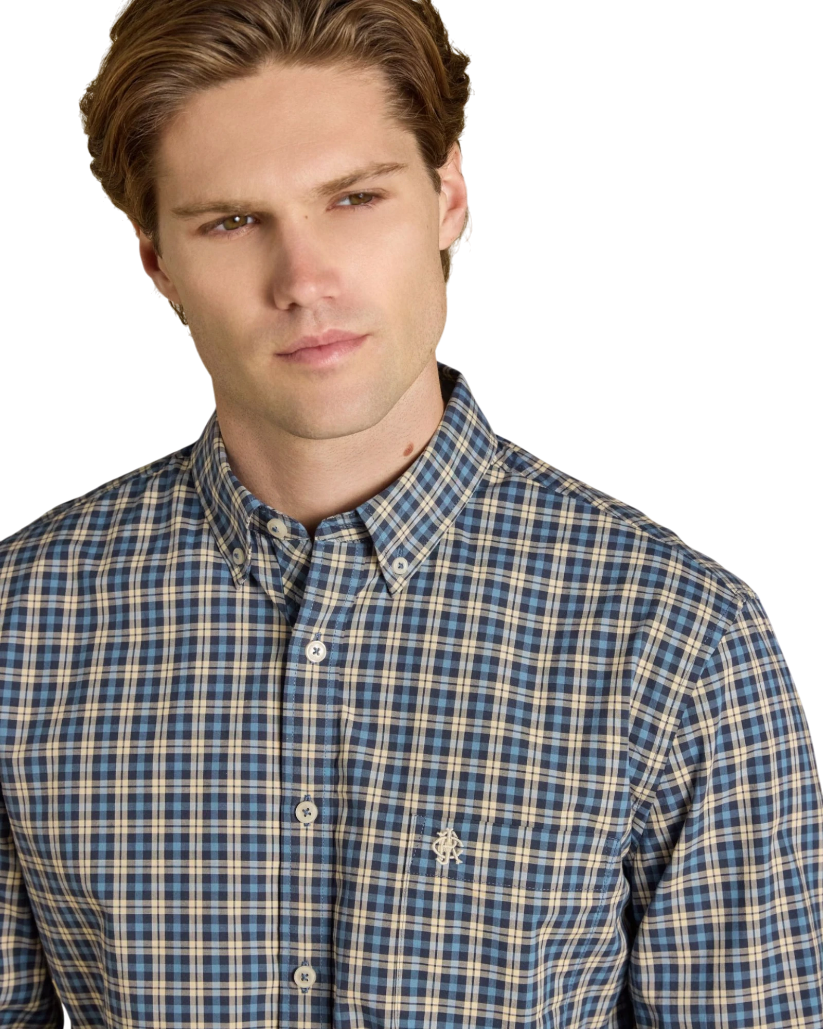Poplin Long Sleeve Check Shirt - Blue