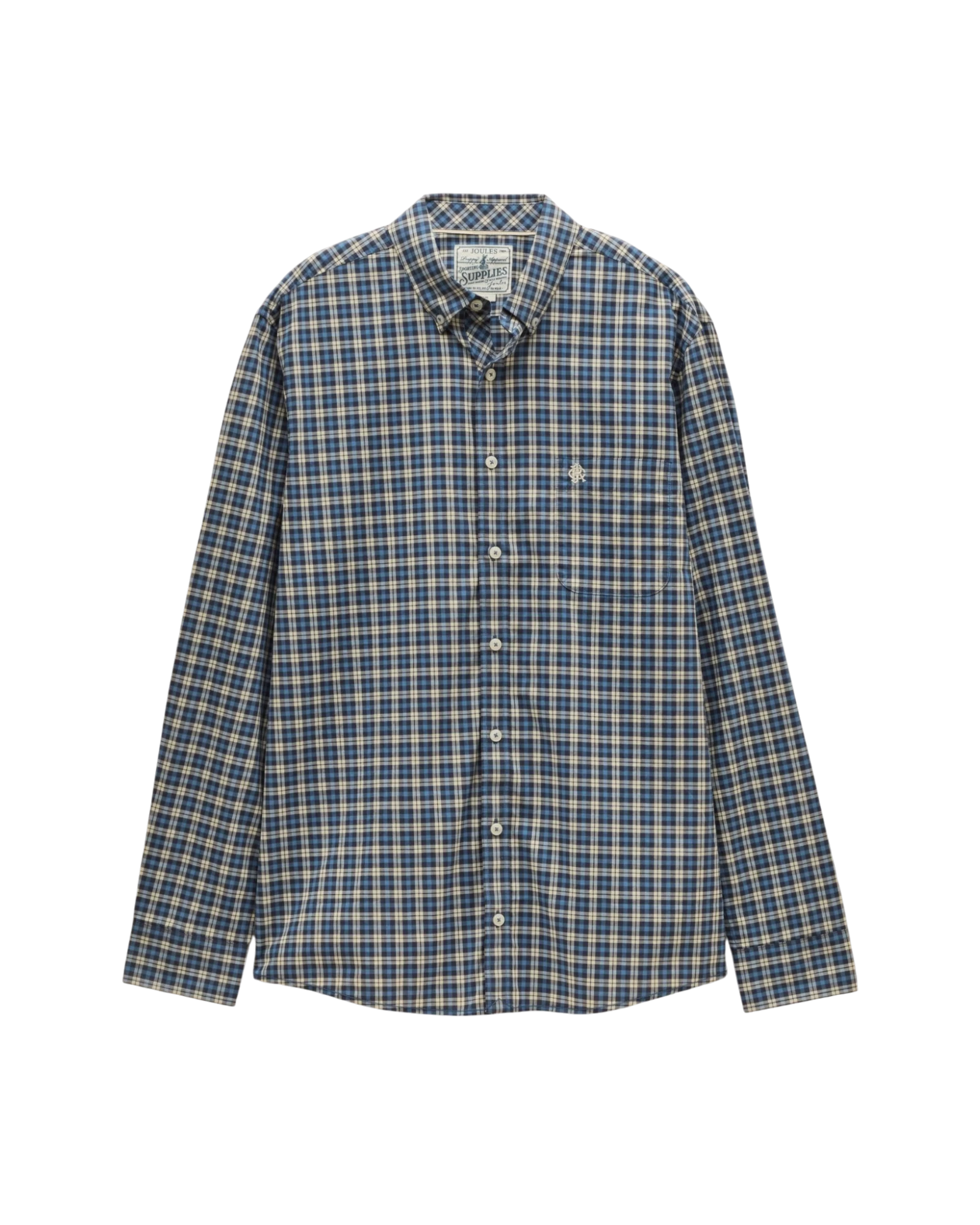 Poplin Long Sleeve Check Shirt - Blue