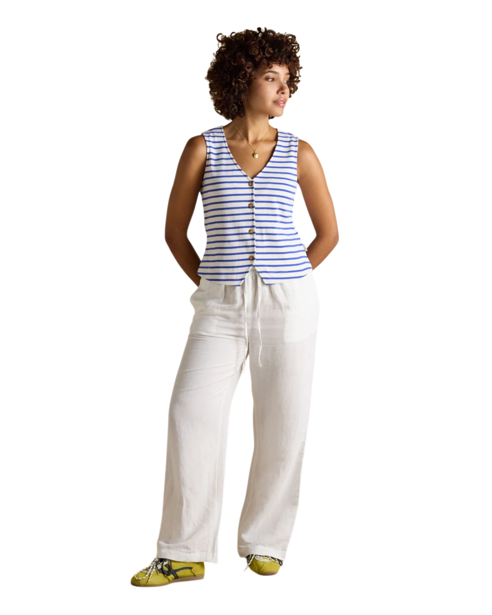 Premium Rib Waistcoat - Blue Stripe