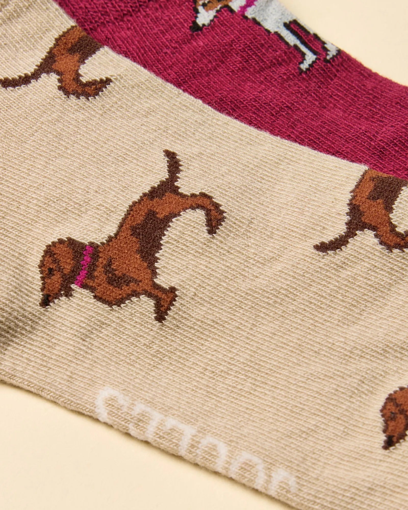Rilla Pack of 2 Socks - Berry/Ecru