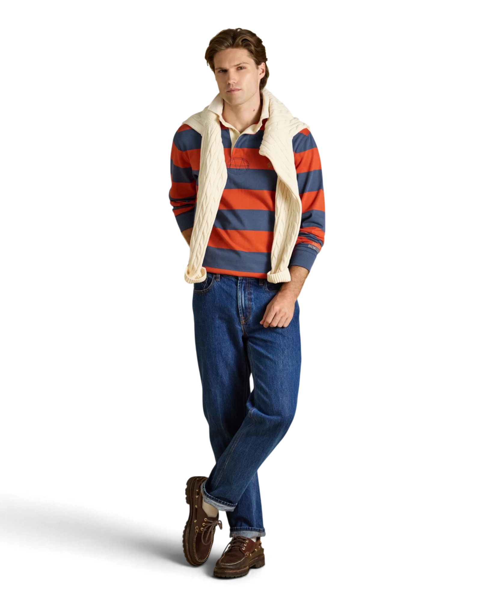 Rugby Club Long Sleeve Striped Rugby Shirt - Blue/Orange